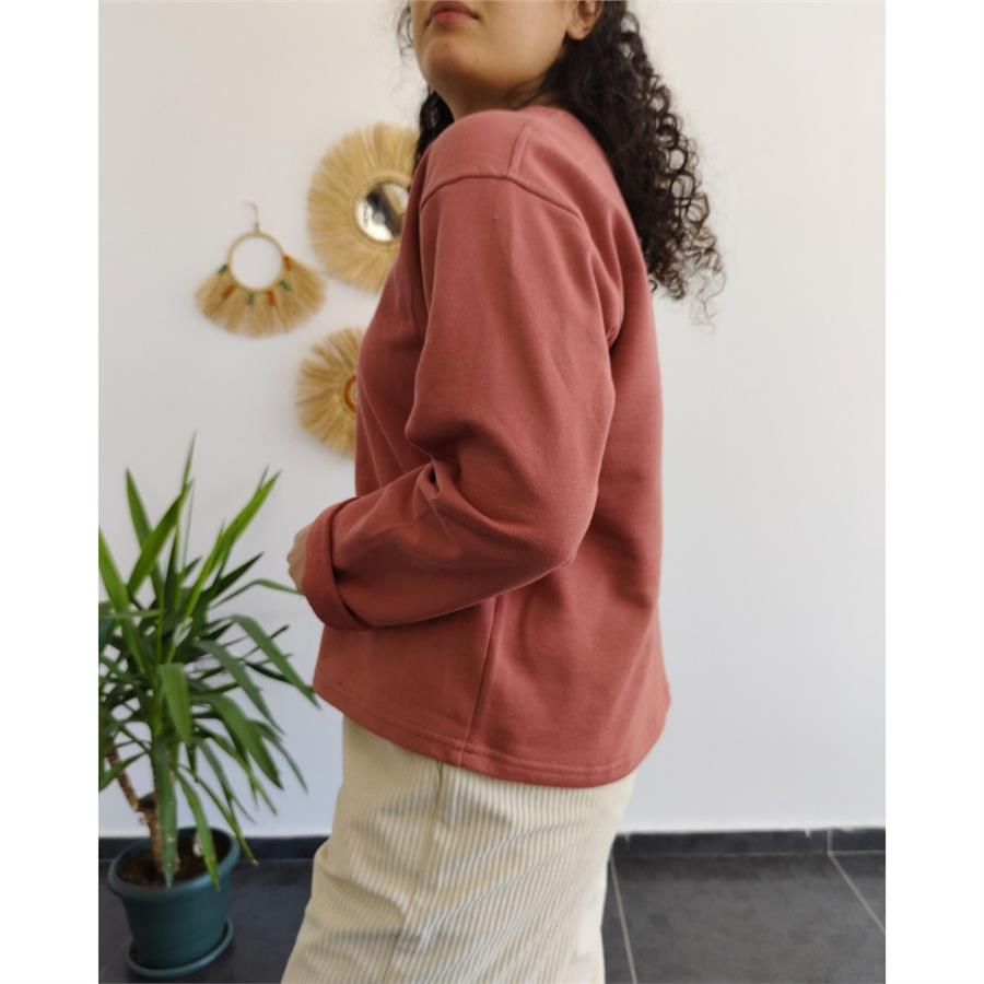 %100 Pamuk 3İp Mercan Sweatshirt 