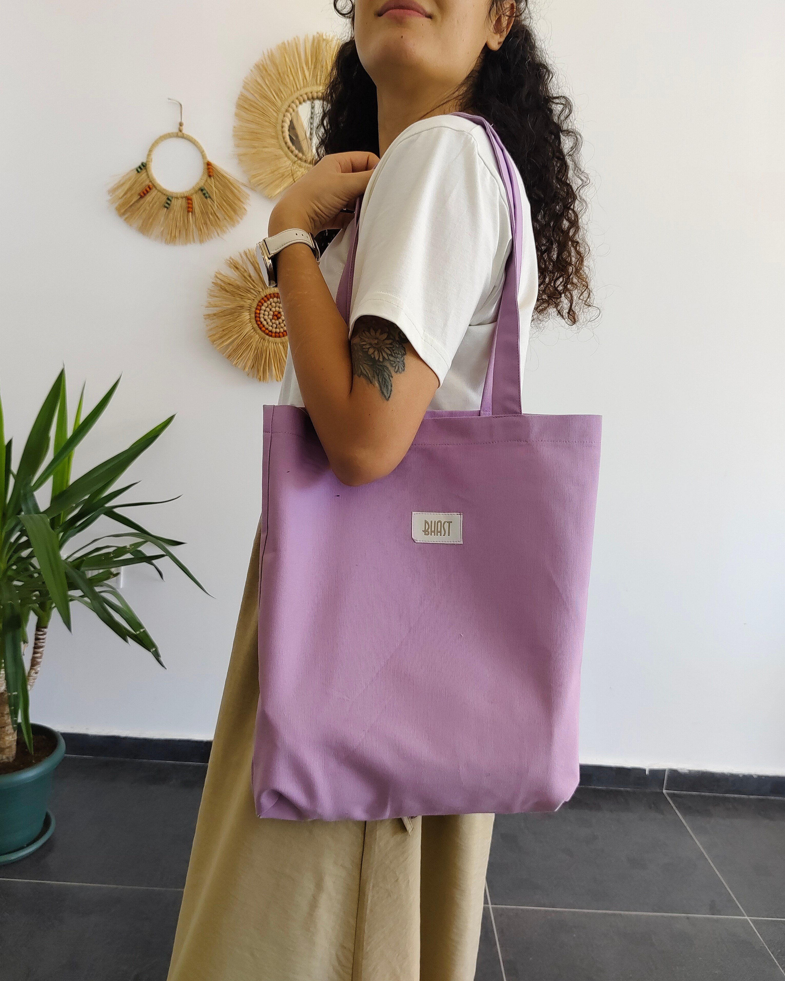 DUCK KETEN LİLA ÇANTA