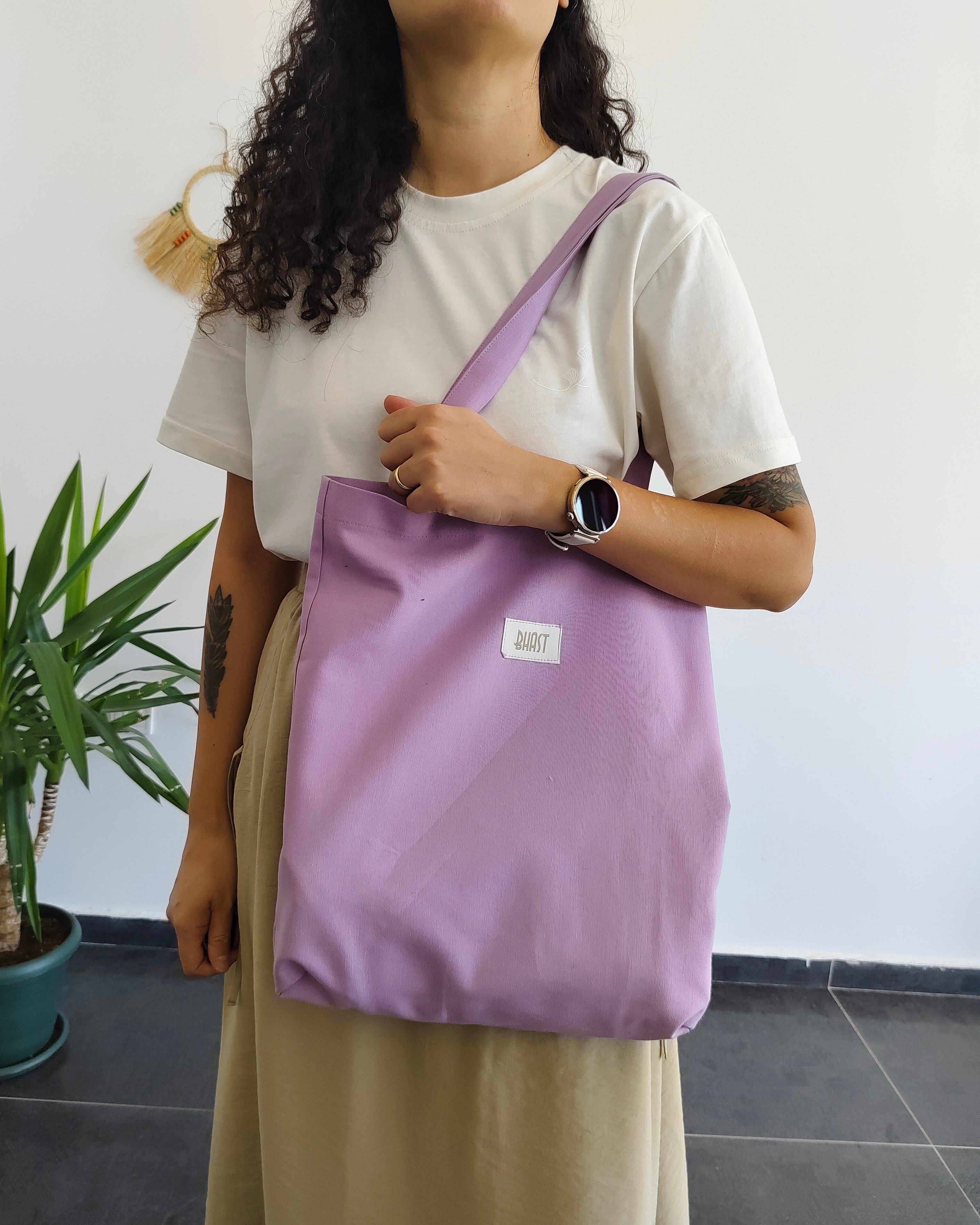 DUCK KETEN LİLA ÇANTA