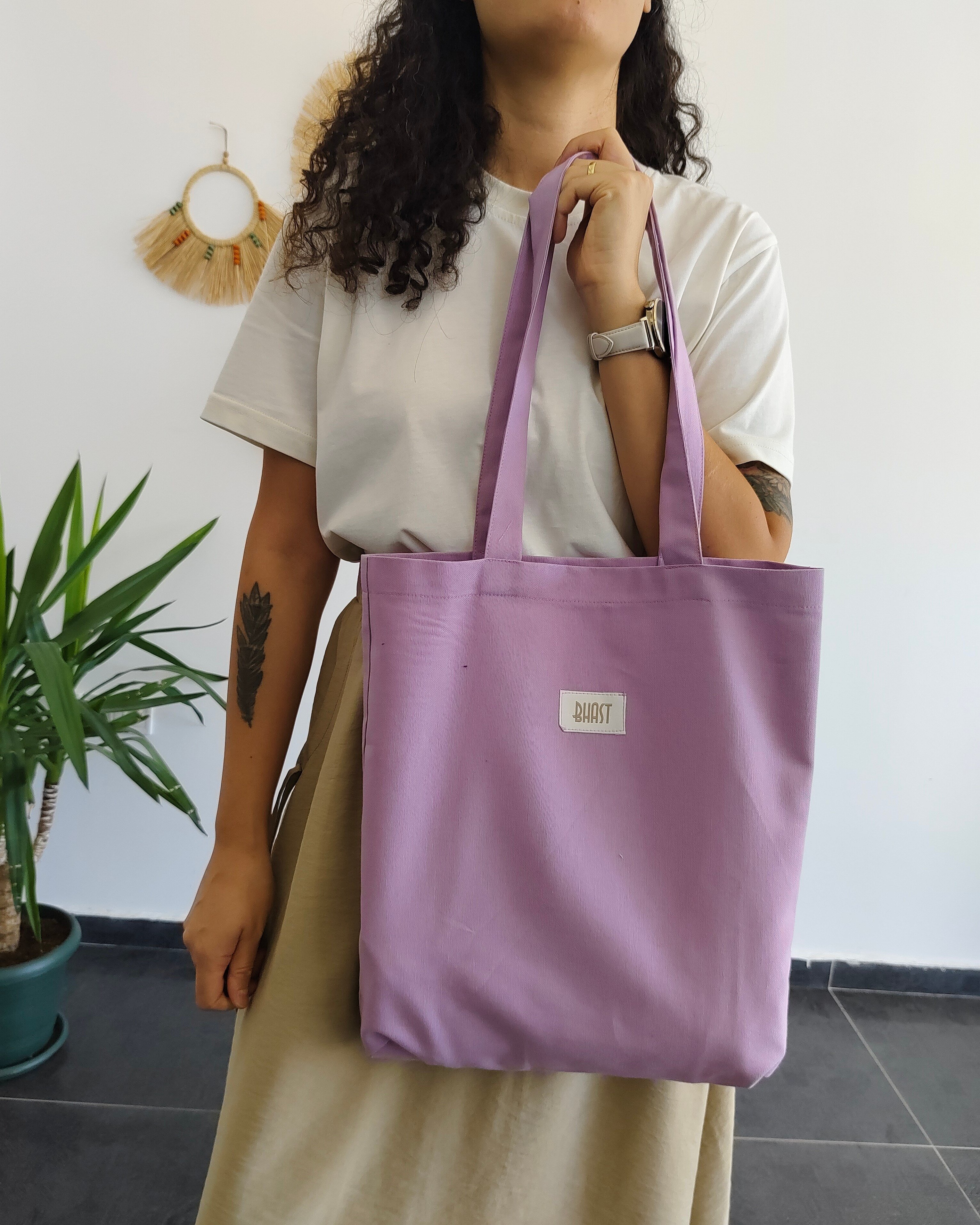 DUCK KETEN LİLA ÇANTA