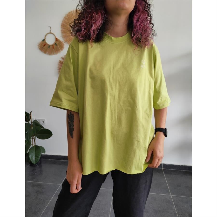 Fıstık Yeşili Logo Baskılı Basic Tişört 