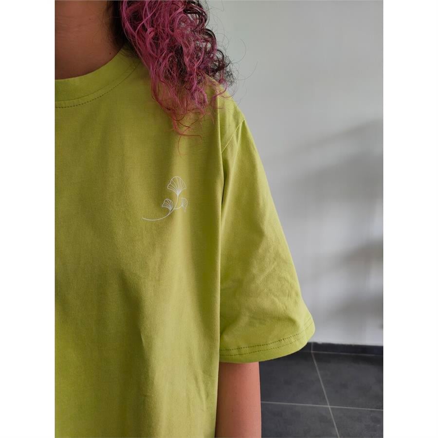 Fıstık Yeşili Logo Baskılı Basic Tişört 