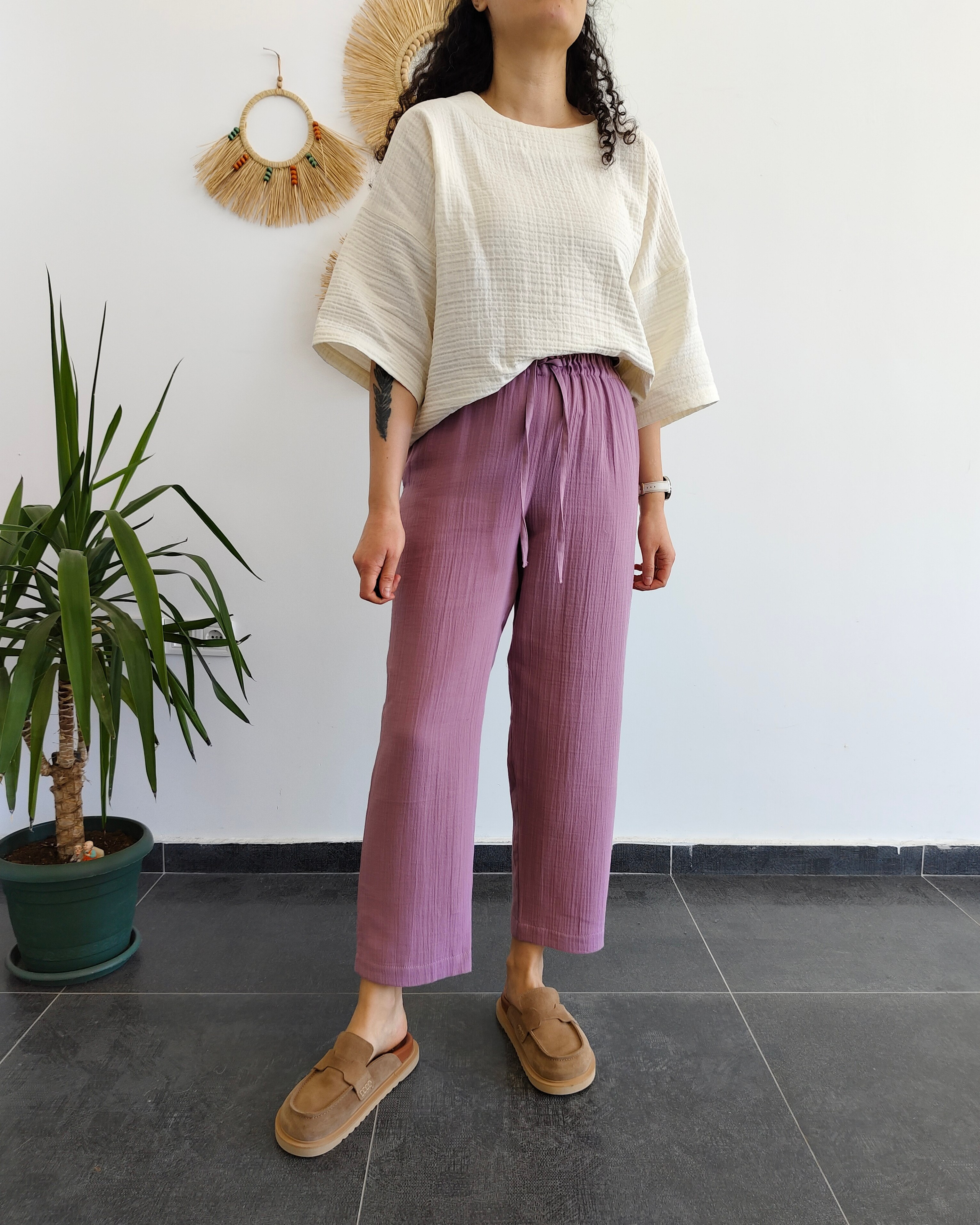 Müslin Menekşe Pantolon