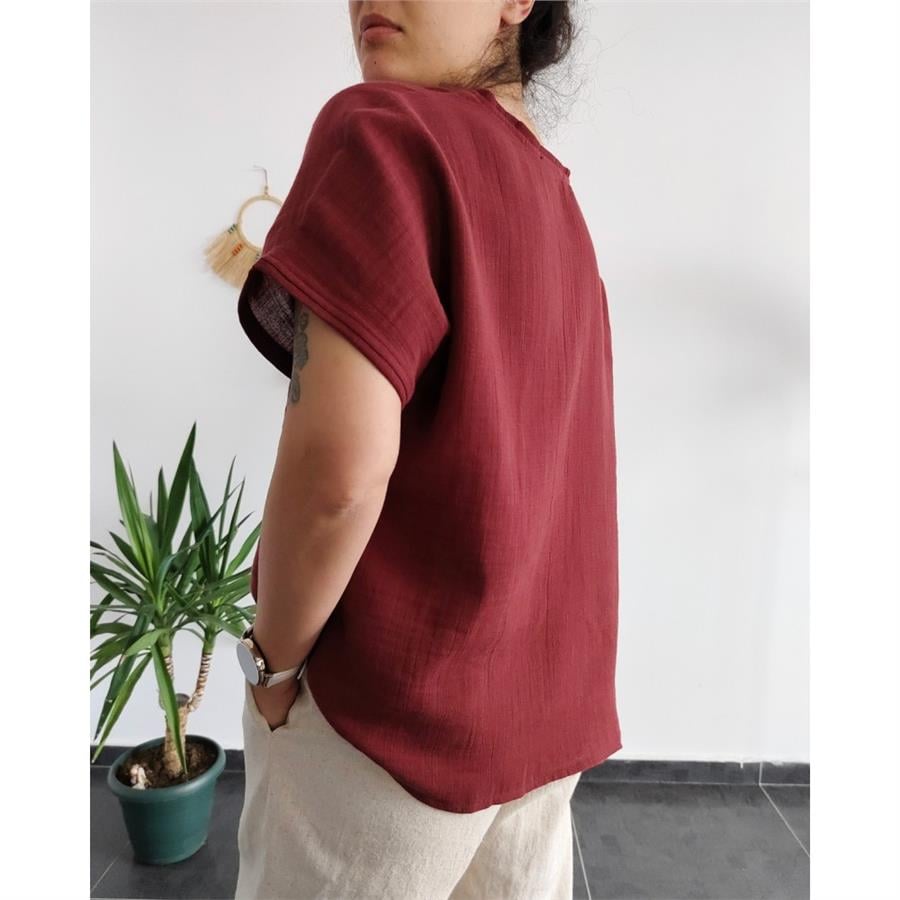 Müslin Soft Bordo Bluz