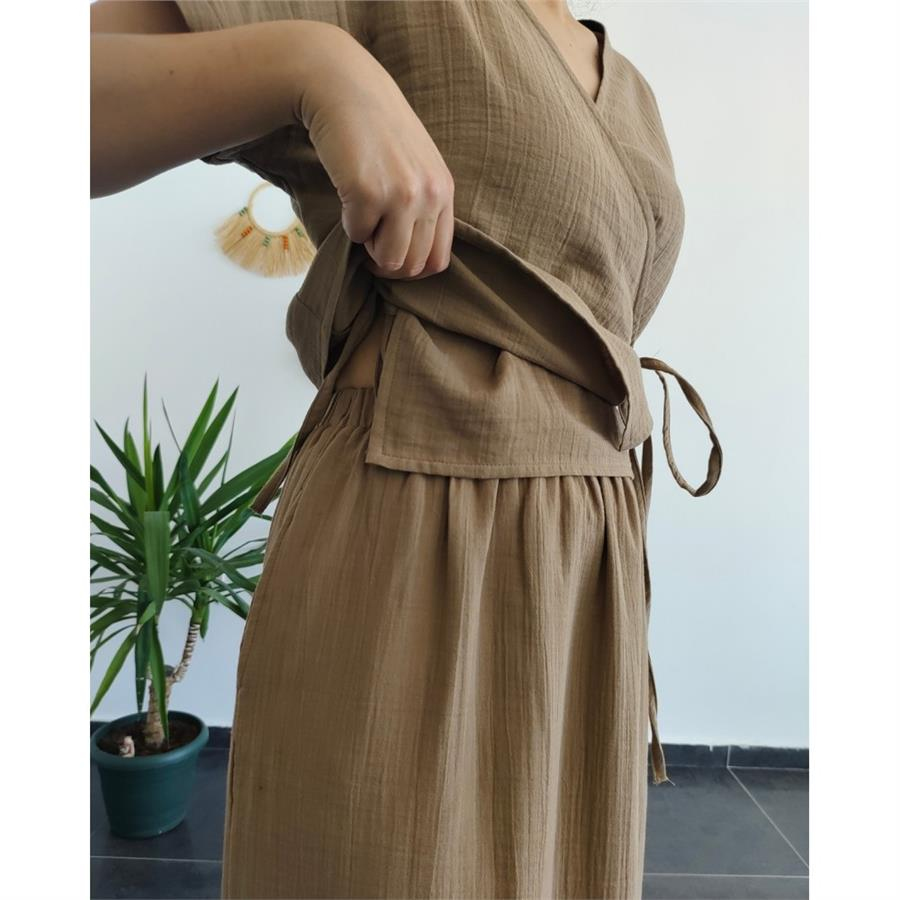 Müslin Wrap Toprak Bluz