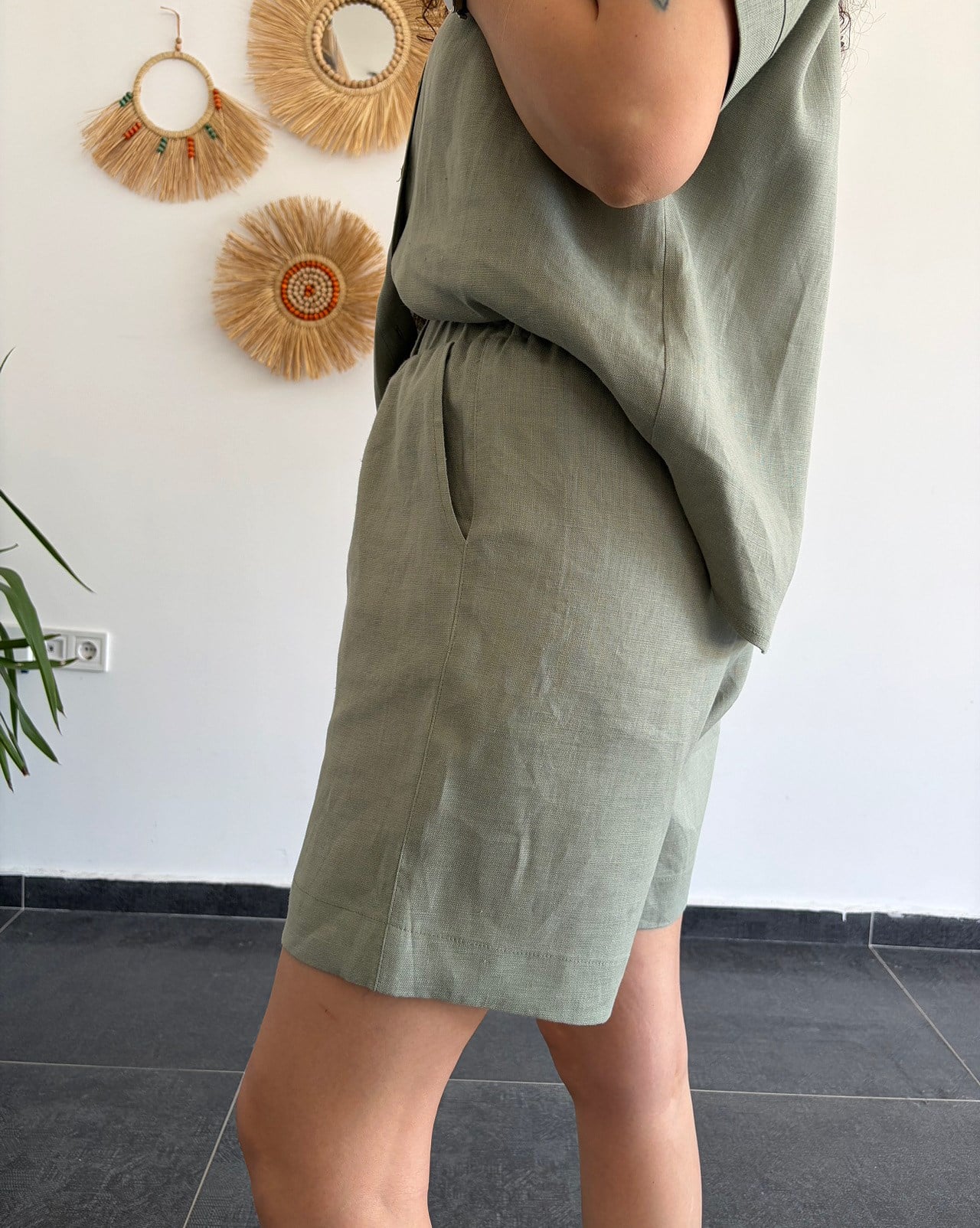 URBAN NATURE %100 KETEN ÇAĞLA ŞORT