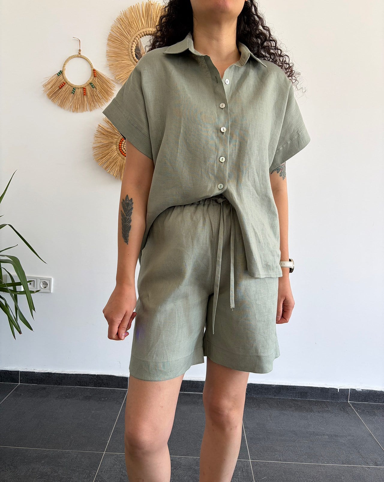 URBAN NATURE %100 KETEN ÇAĞLA ŞORT