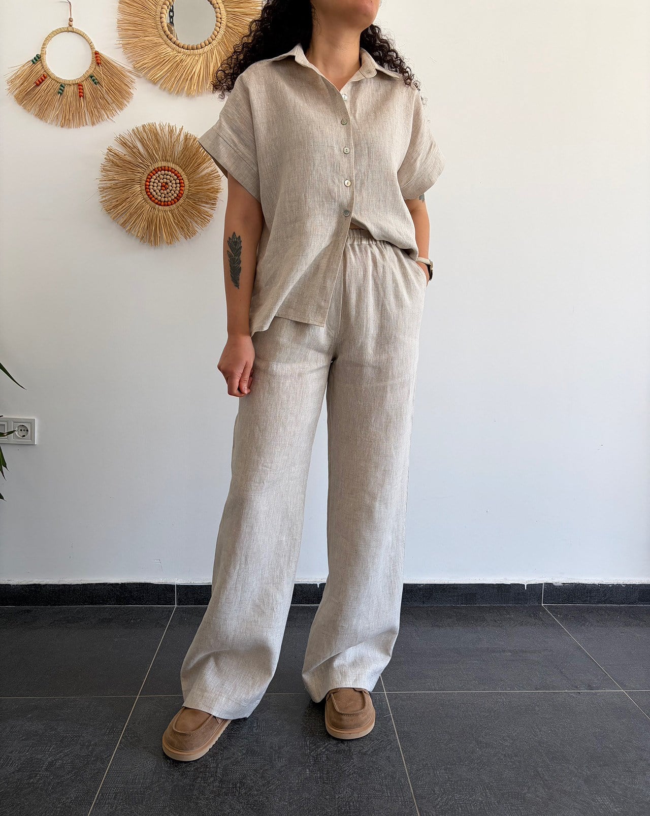 URBAN NATURE %100 KETEN NATURAL PANTOLON
