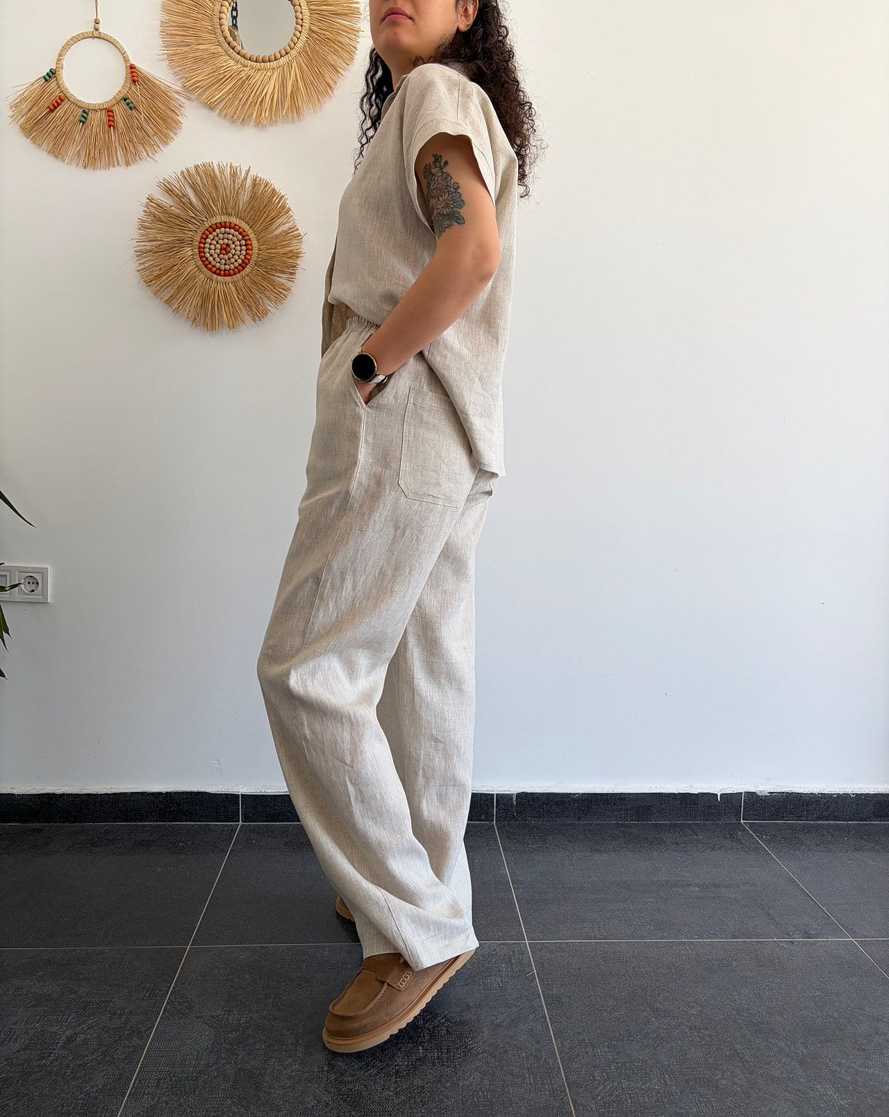 URBAN NATURE %100 KETEN NATURAL PANTOLON