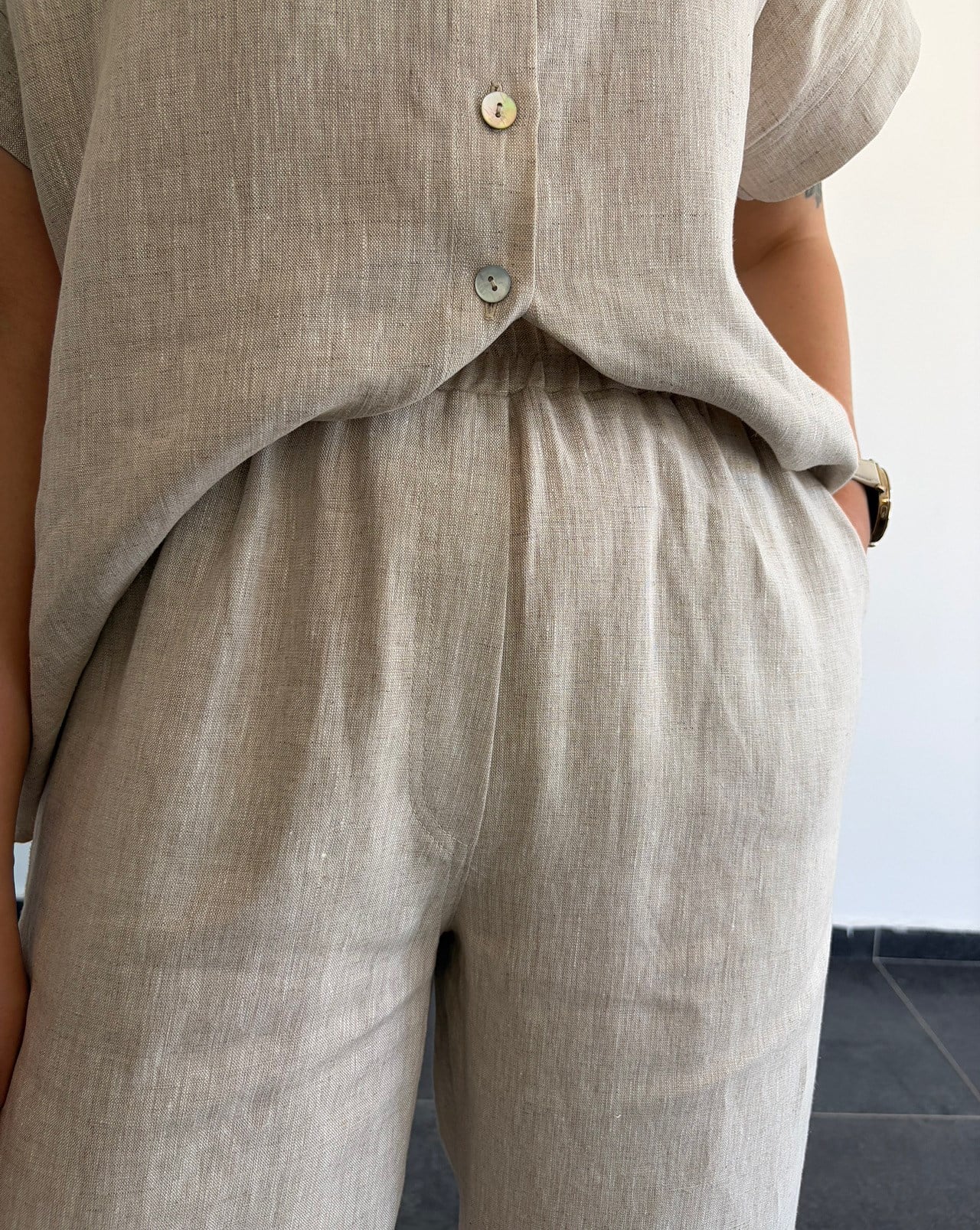 URBAN NATURE %100 KETEN NATURAL PANTOLON