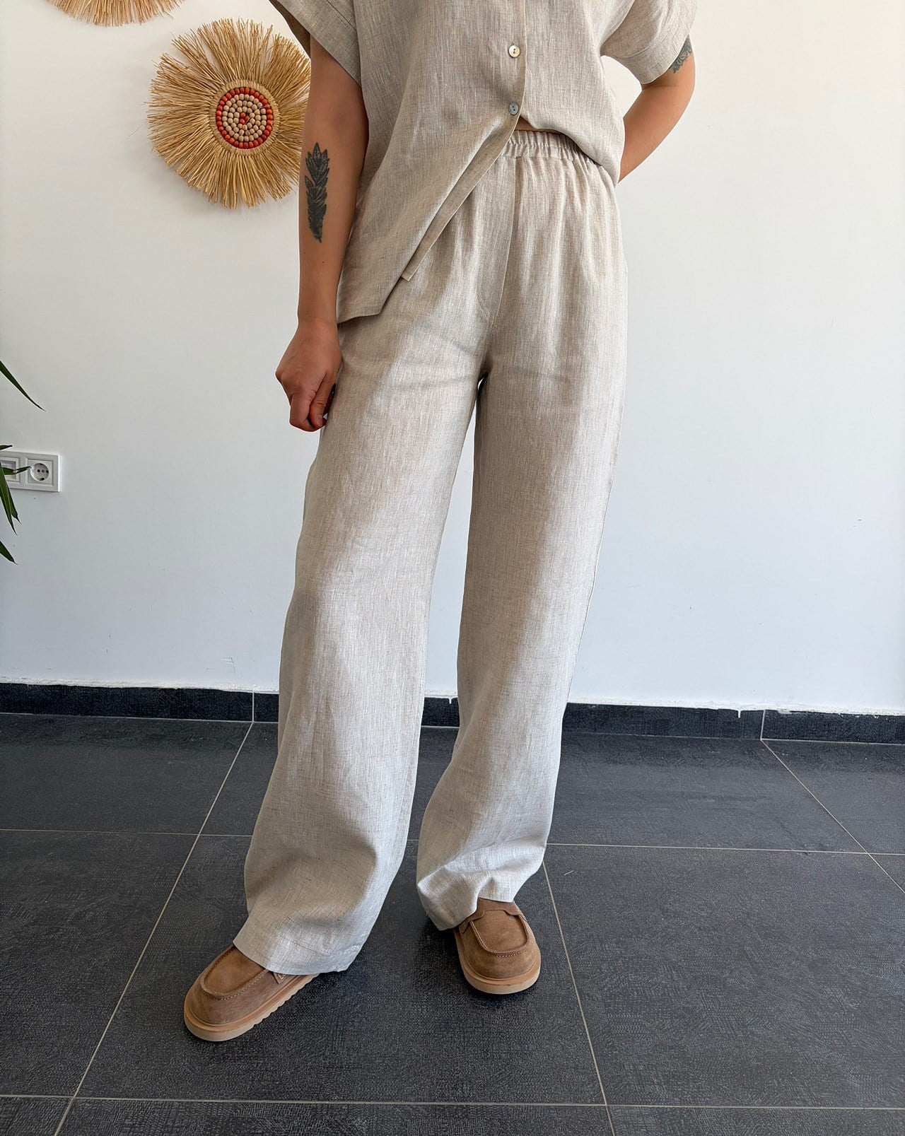 URBAN NATURE %100 KETEN NATURAL PANTOLON