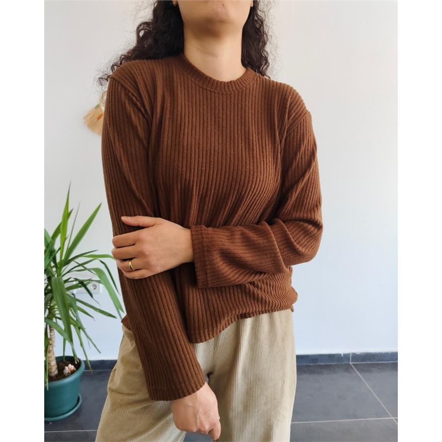 Yumoş Fitilli Tarçın Triko Bluz 