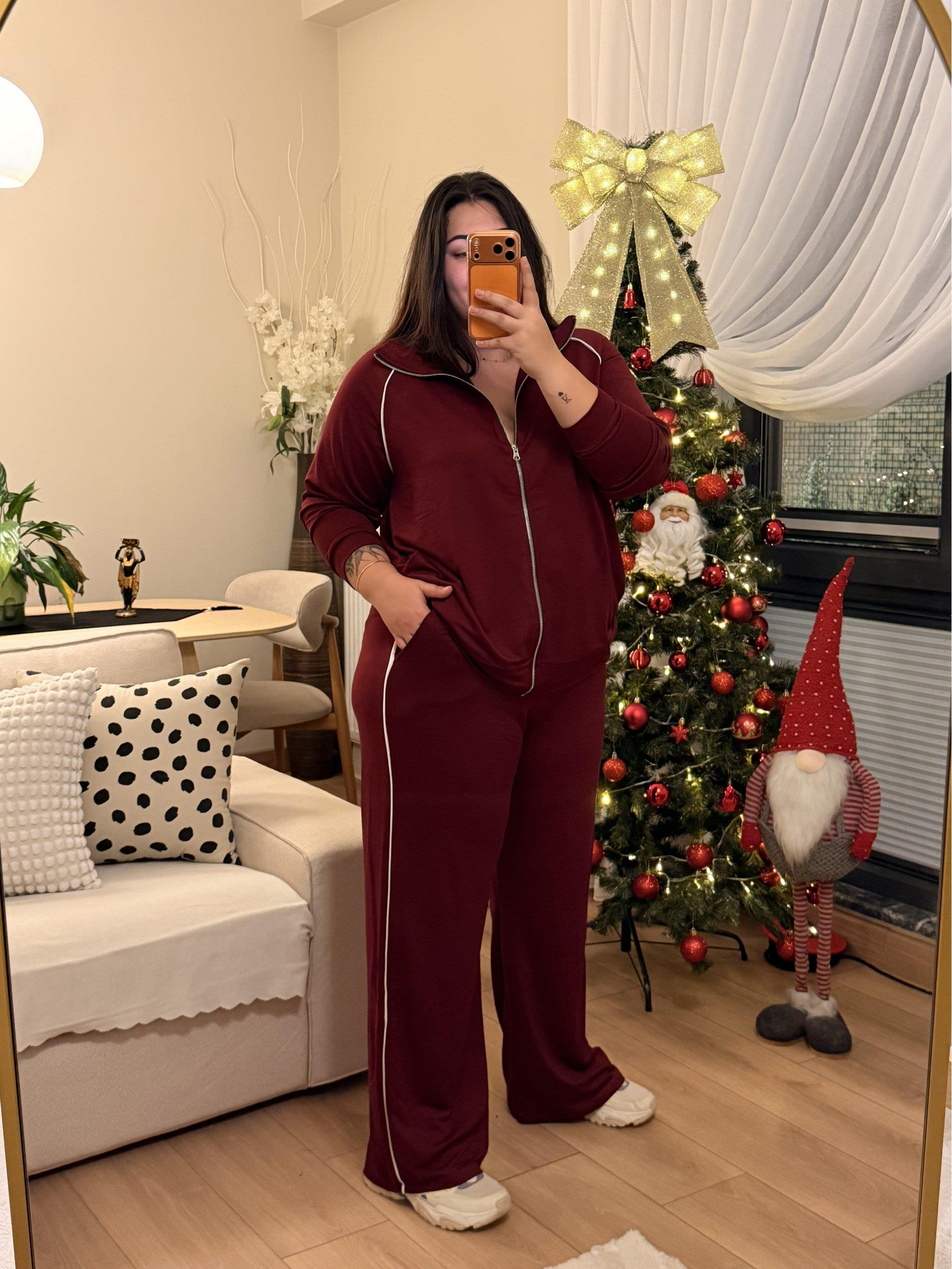 Ara Biyeli Modal Karışımlı Takım - Bordo