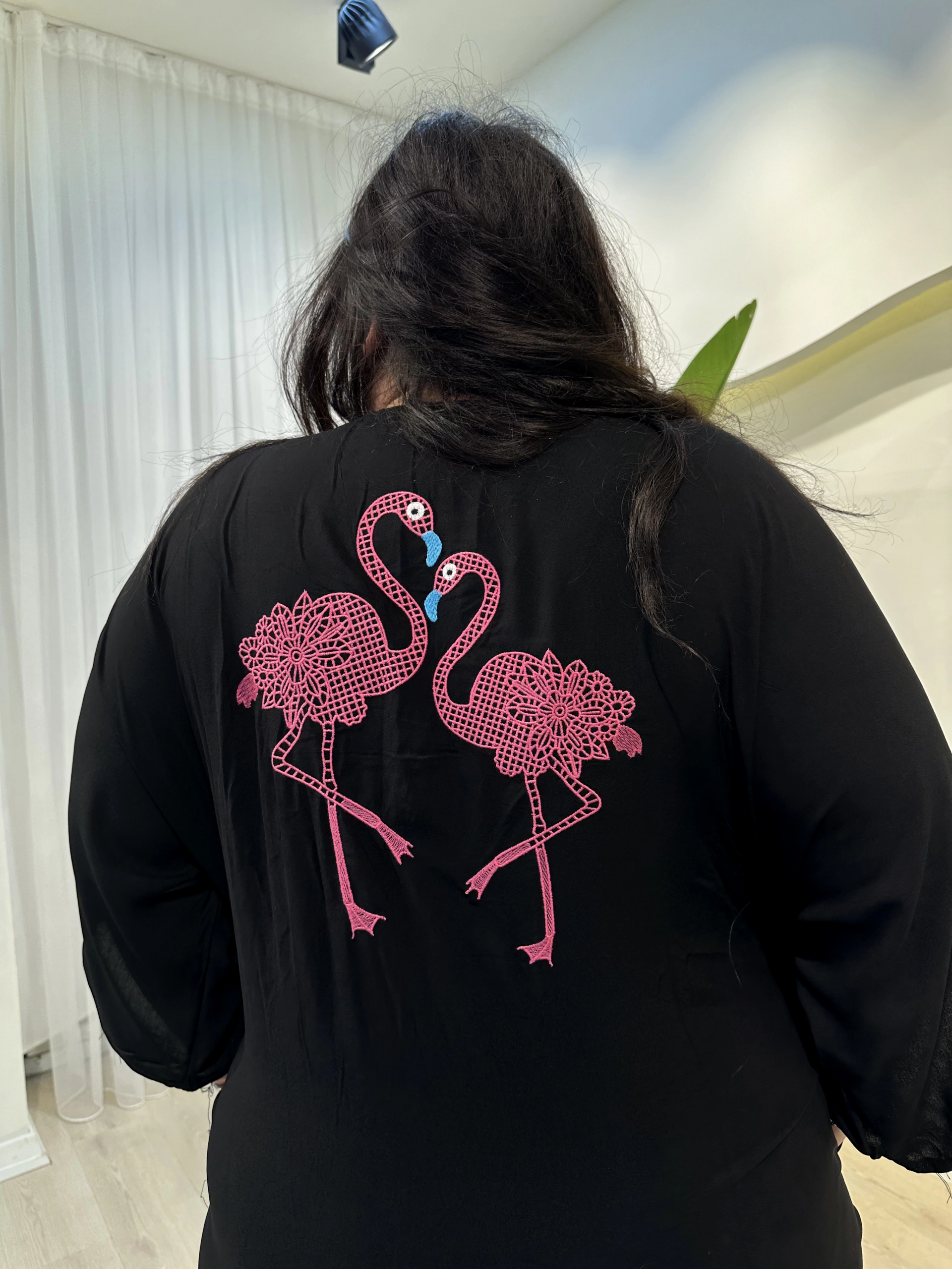 Geniş Kesim Düğme Detaylı Pamuklu Viskon Elbise - Siyah Flamingo