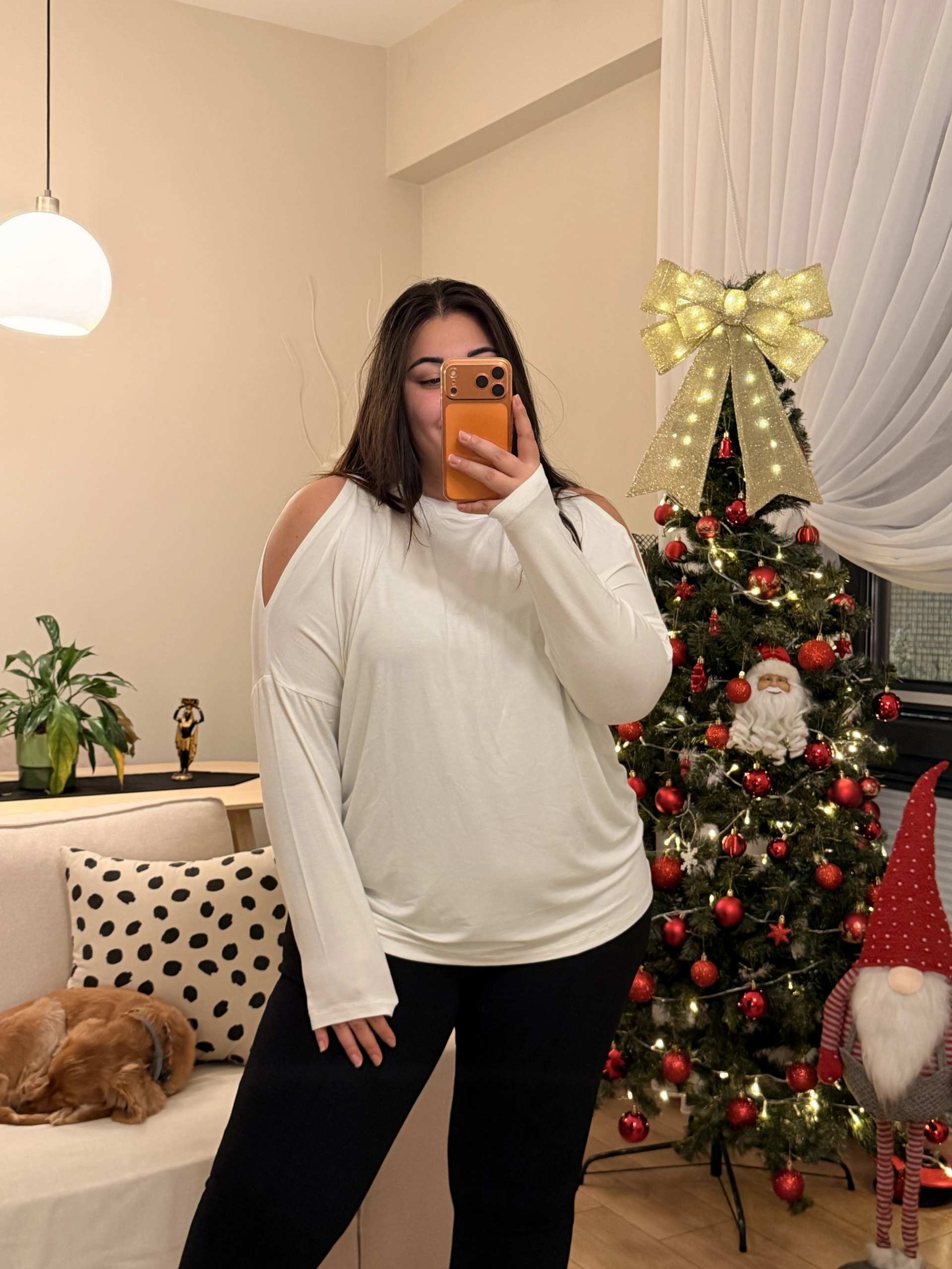 Omuz Detaylı Esnek Modal Bluz - Beyaz