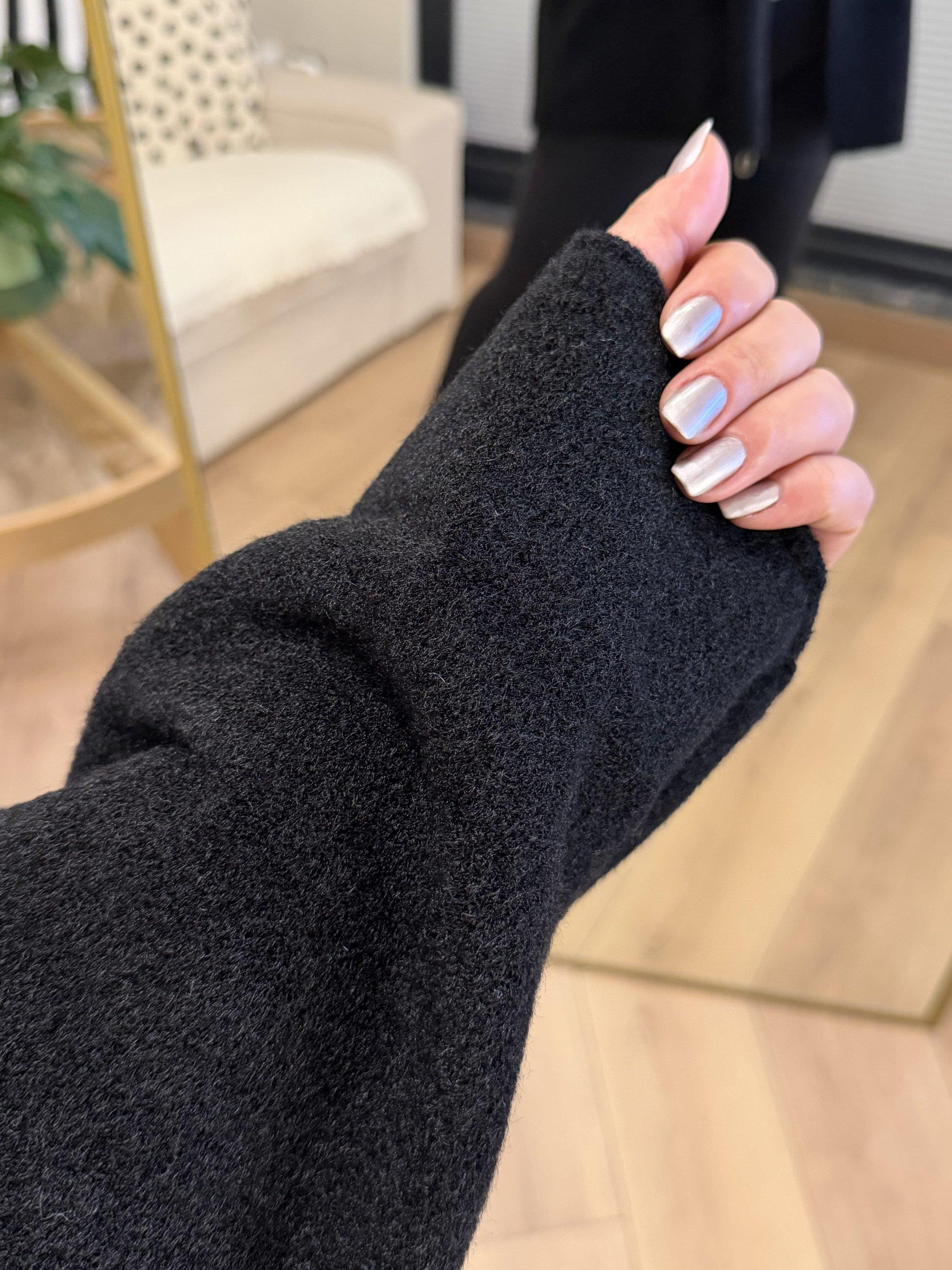 Oversize Premium Buklet Kumaş Kaban - Siyah