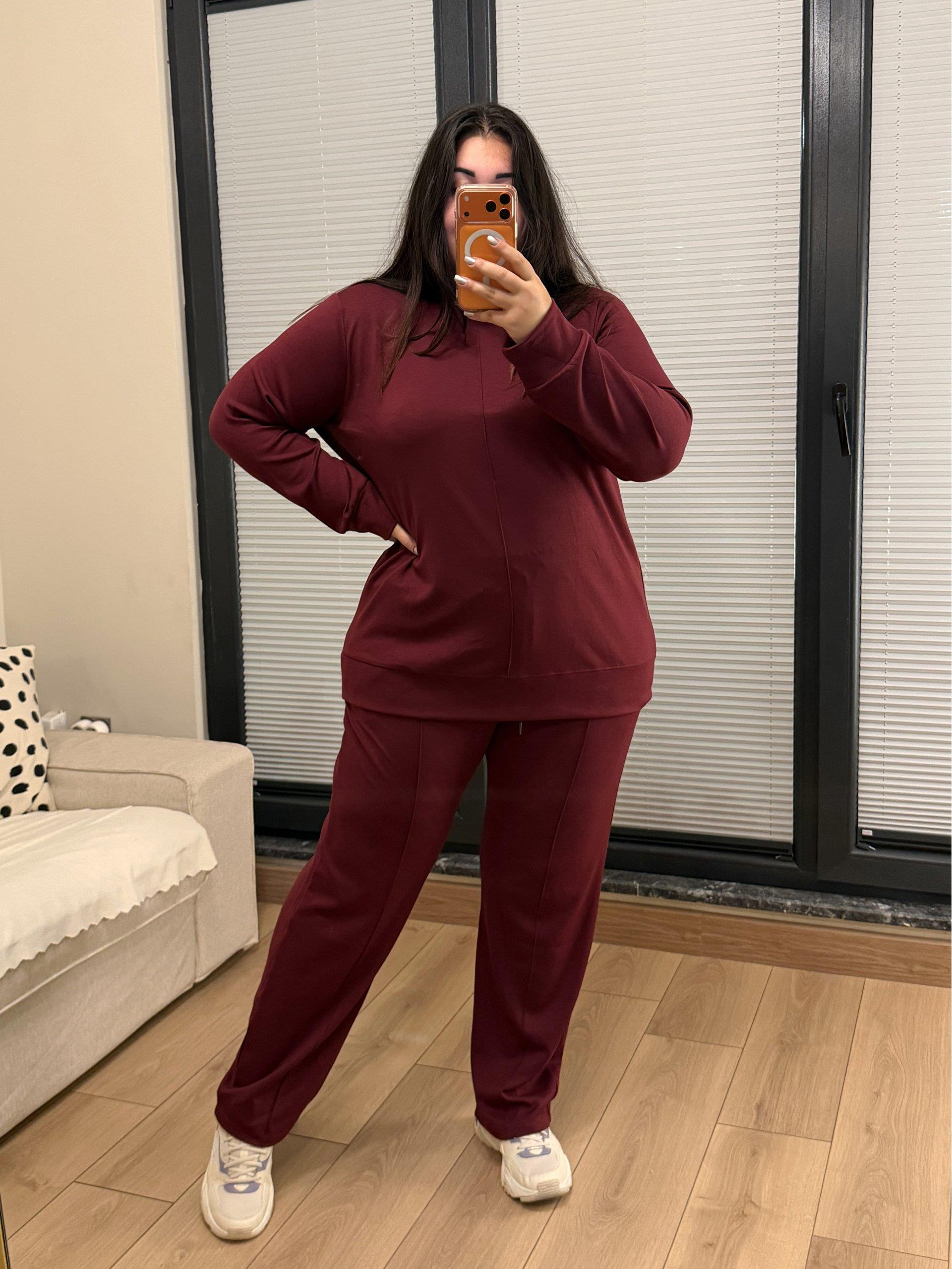 Premium Çıma Detaylı Modal Eşofman Takımı - Bordo