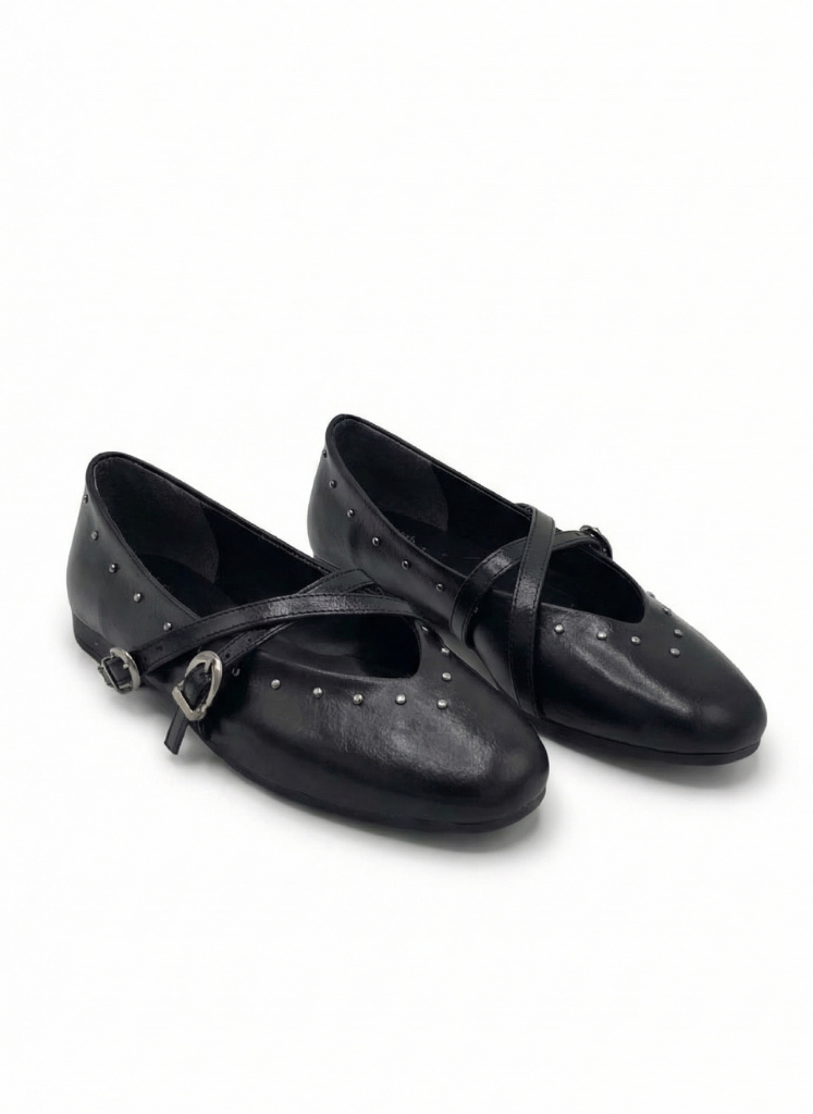  luvestashoes çift tokalı zımba detaylı babet