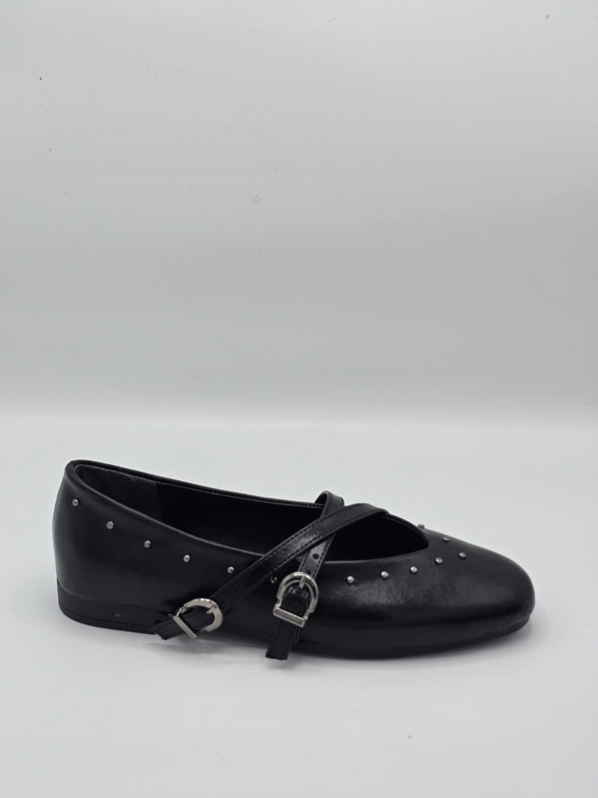  luvestashoes çift tokalı zımba detaylı babet