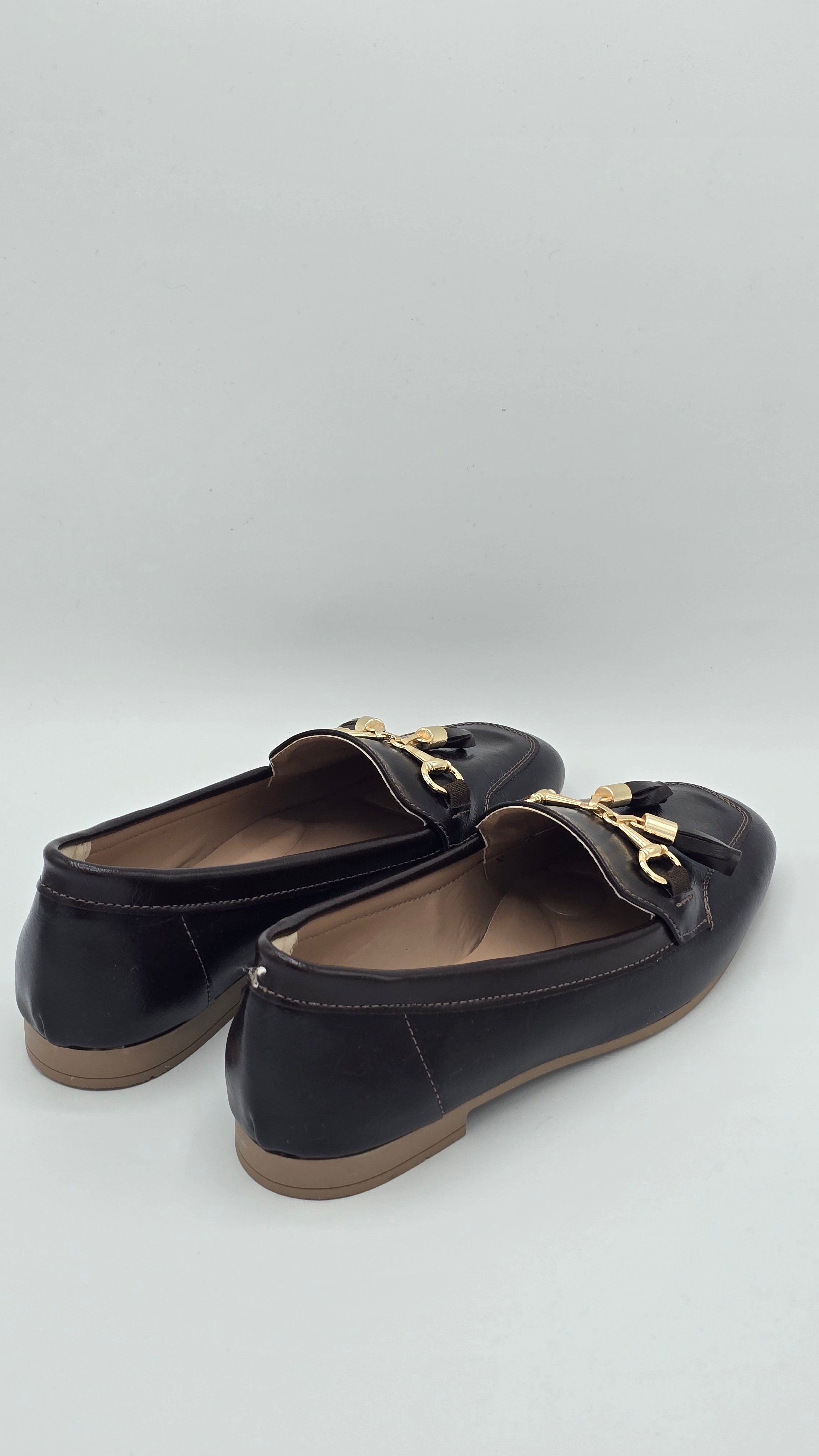  Luvestashoes Kahverengi Gold Tokalı Püskül Detaylı Günlük Klasik Loafer Babet