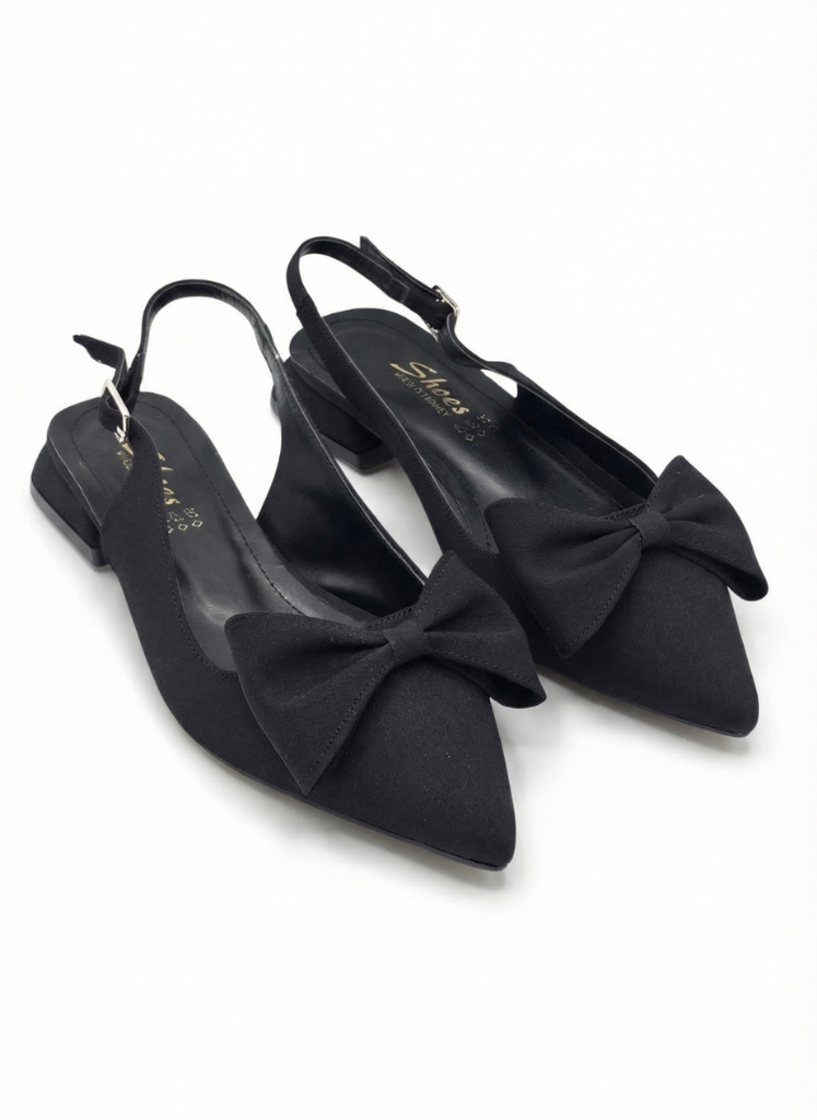  Luvestashoes Siyah Fiyonk Detaylı Zarif Ortopedik Babet
