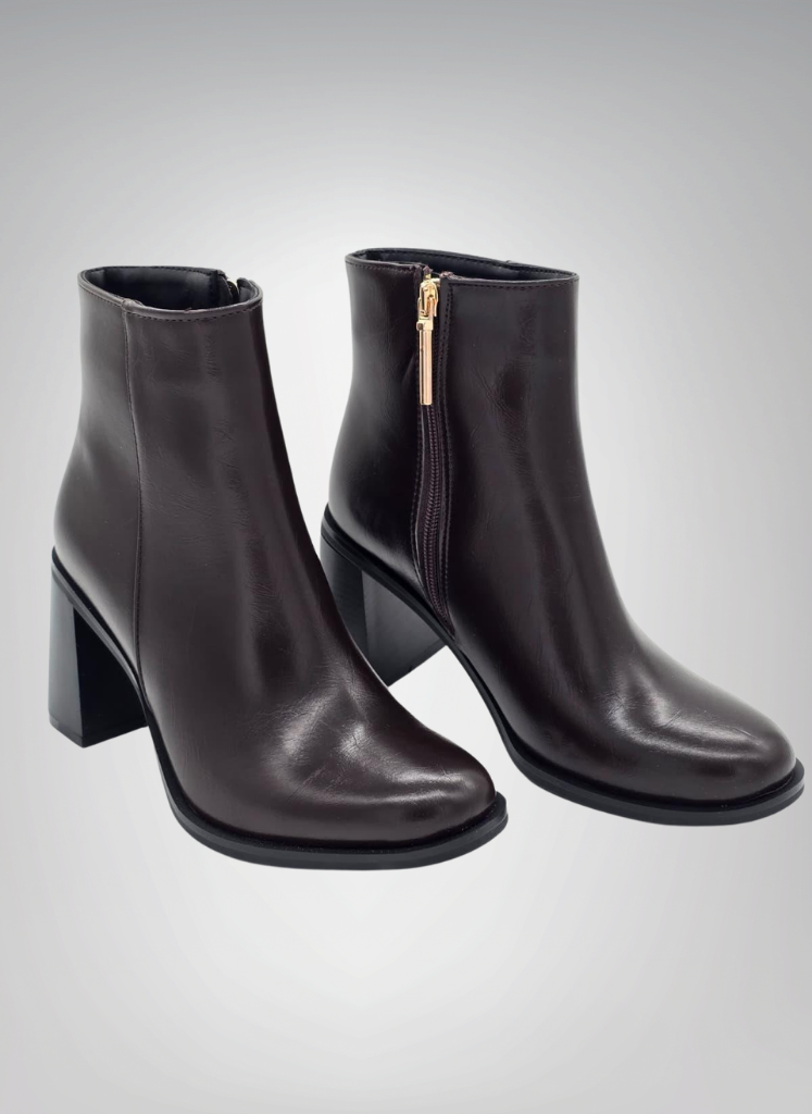 Elegant Block Heel Bot Açık Kahve