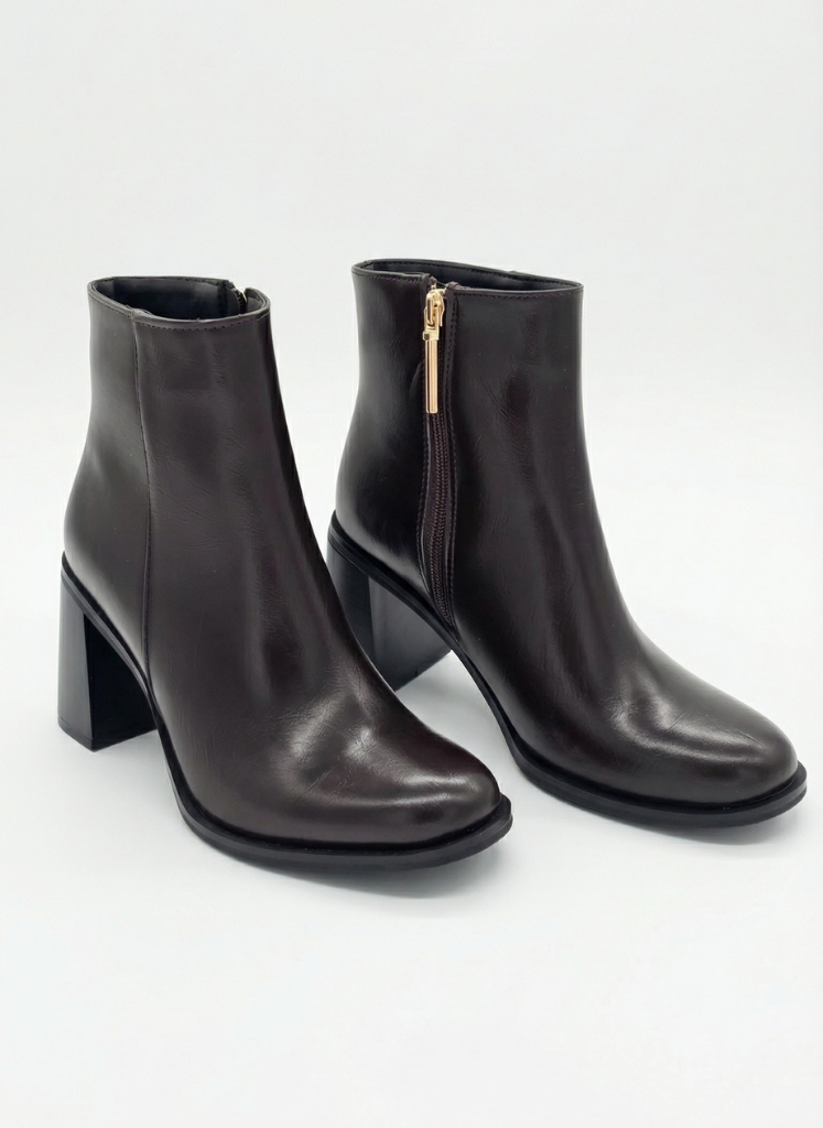 Elegant Block Heel Bot Açık Kahve