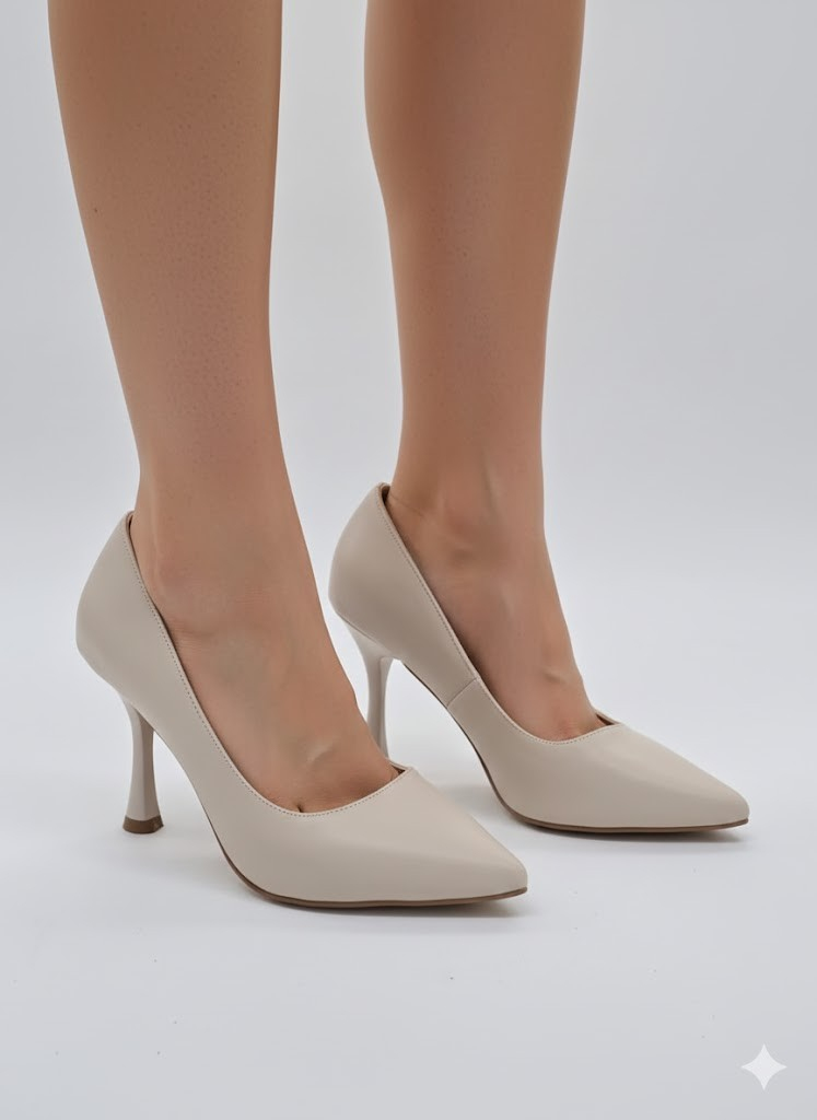 İnce Topuklu Stiletto Bej