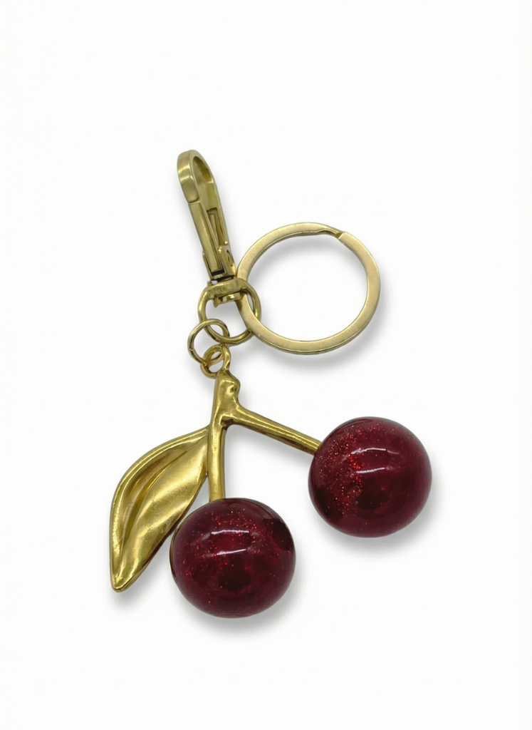 Kiraz Formlu Gold Charm Anahtarlık / AKSESUAR