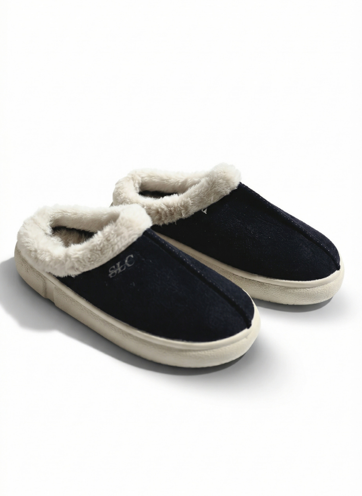 Luvesta CozyStep – Premium Süet Dokulu Kürklü Ev Terliği – siyah