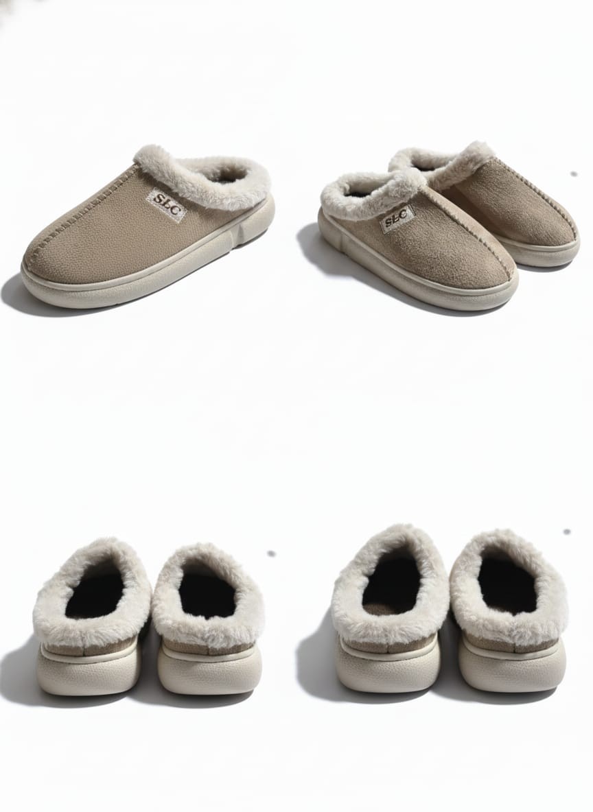 Luvesta CozyStep – Premium Süet Dokulu Kürklü Ev Terliği – bej