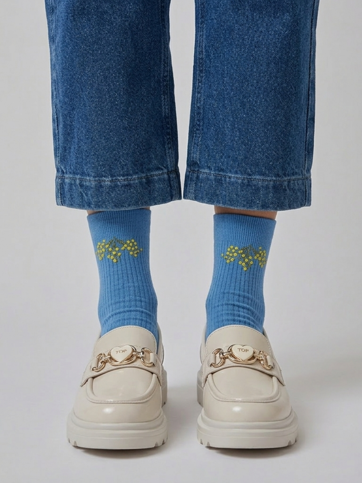 Luvesta Heart-Chic Kalın Tabanlı Bej Loafer