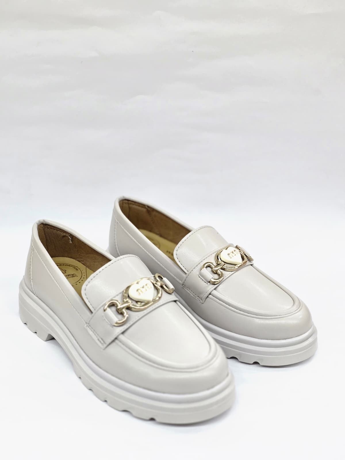 Luvesta Heart-Chic Kalın Tabanlı Bej Loafer