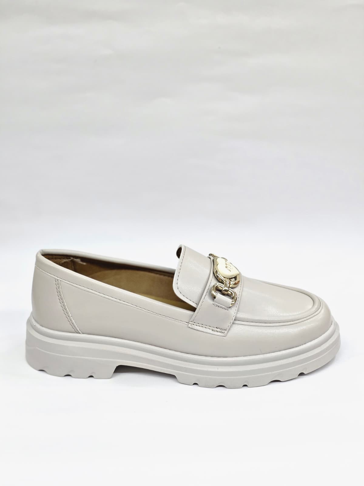 Luvesta Heart-Chic Kalın Tabanlı Bej Loafer