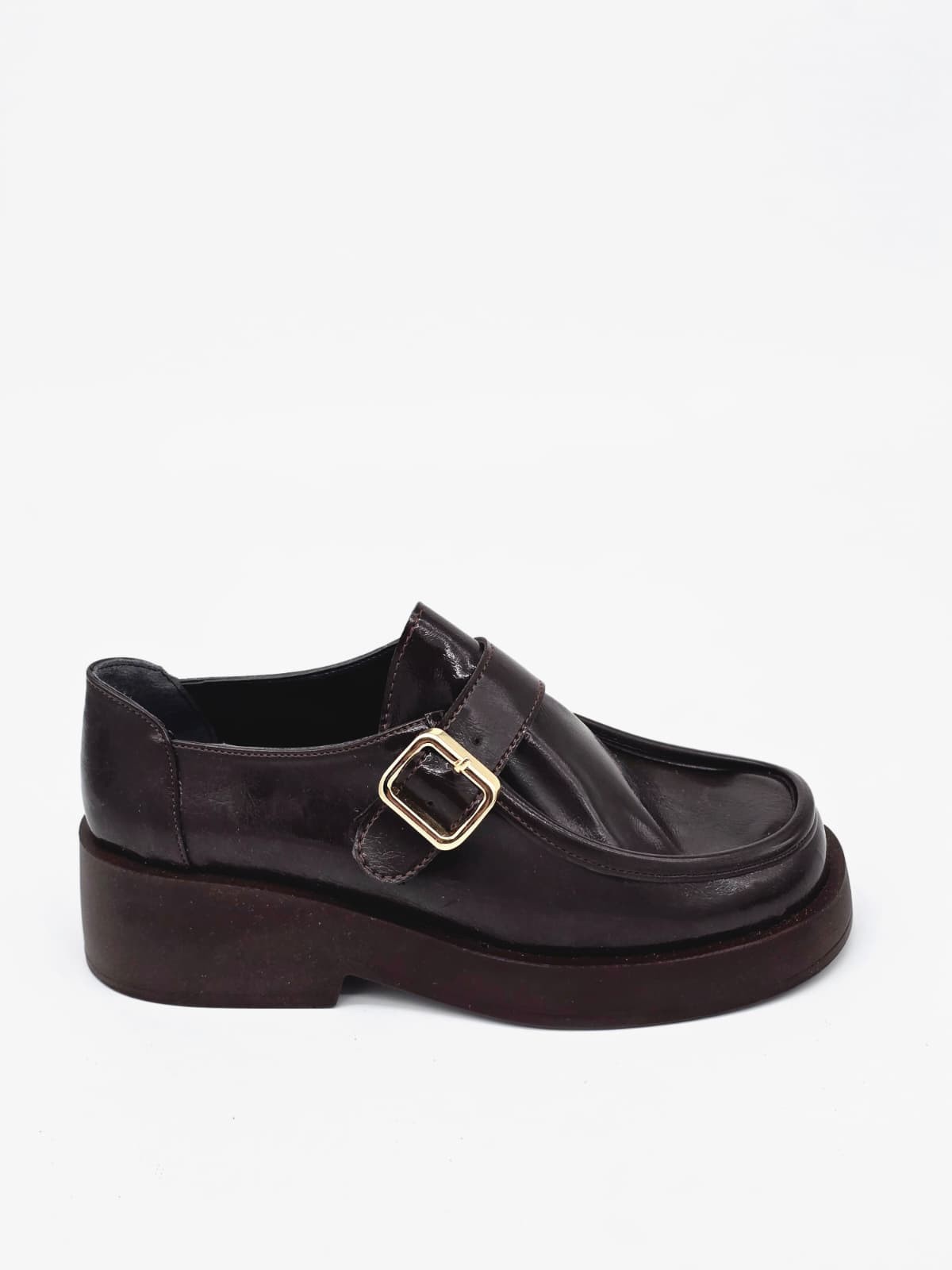 LUVESTA Retro-Modern Bordo Rugan Kalın Tabanlı Ayakkabı