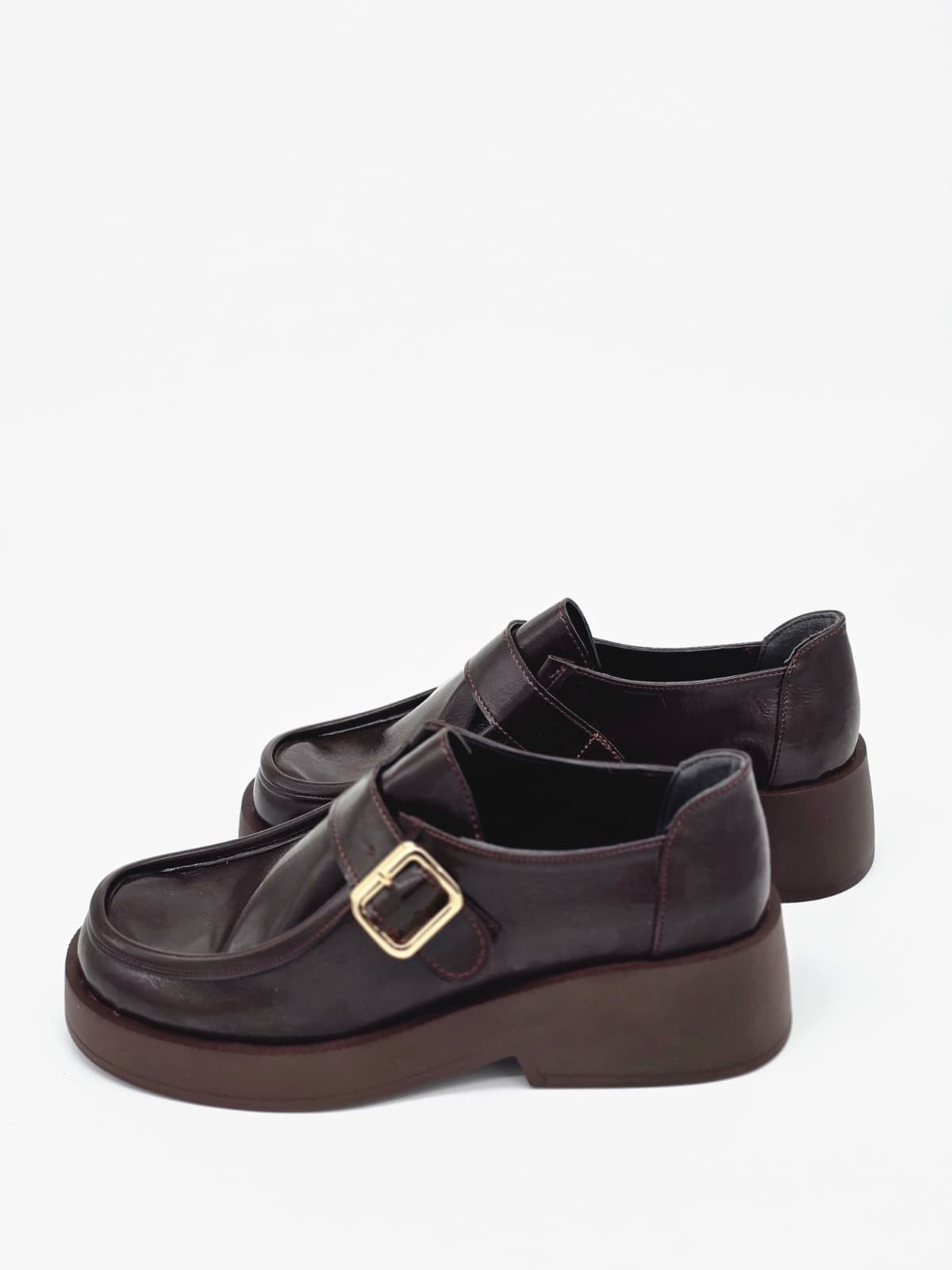 LUVESTA Retro-Modern Bordo Rugan Kalın Tabanlı Ayakkabı