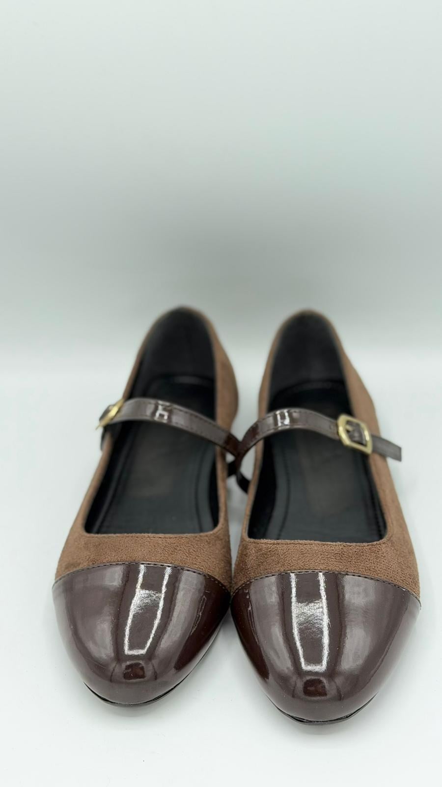 LUVESTASHOES ACI KAHVE BURUN RUGAN DETAYLI SÜET BABET