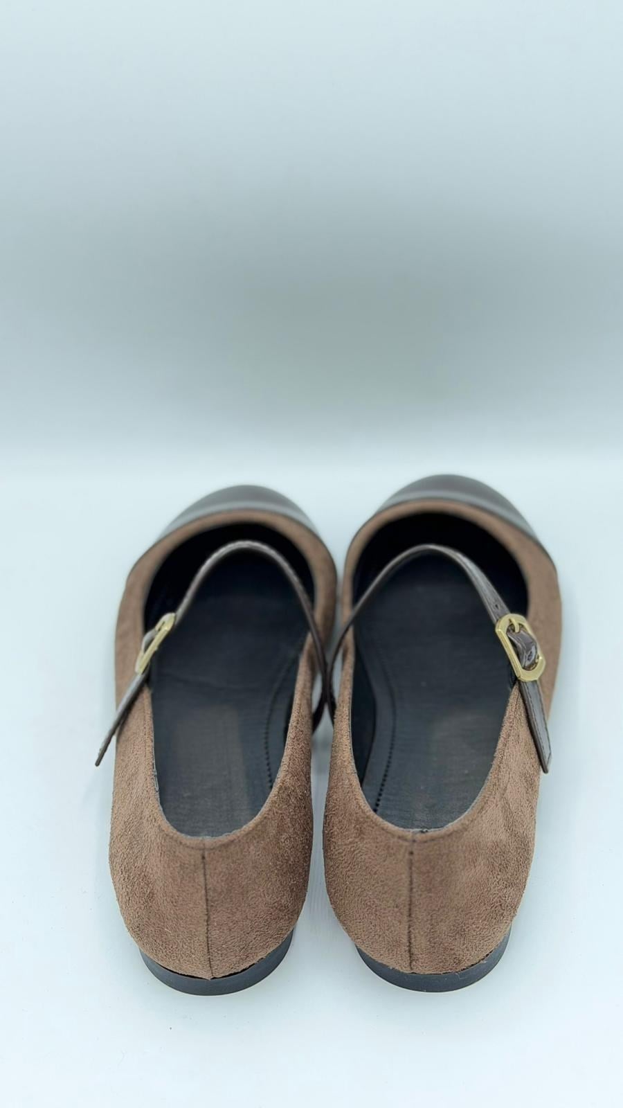 LUVESTASHOES ACI KAHVE BURUN RUGAN DETAYLI SÜET BABET