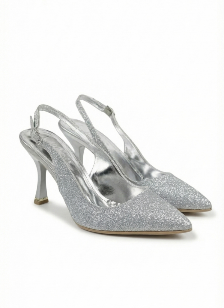 luvestashoes açık topuklu simli kadeh topuk stiletto gri