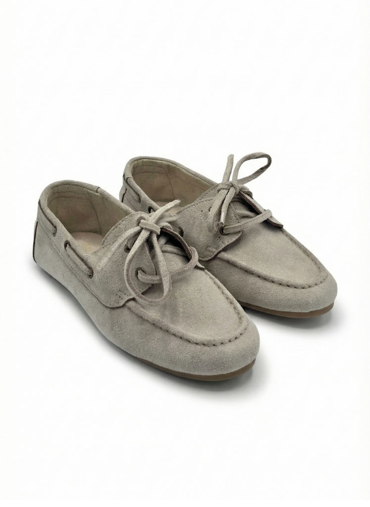 luvestashoes Bağcıklı süet babet bej