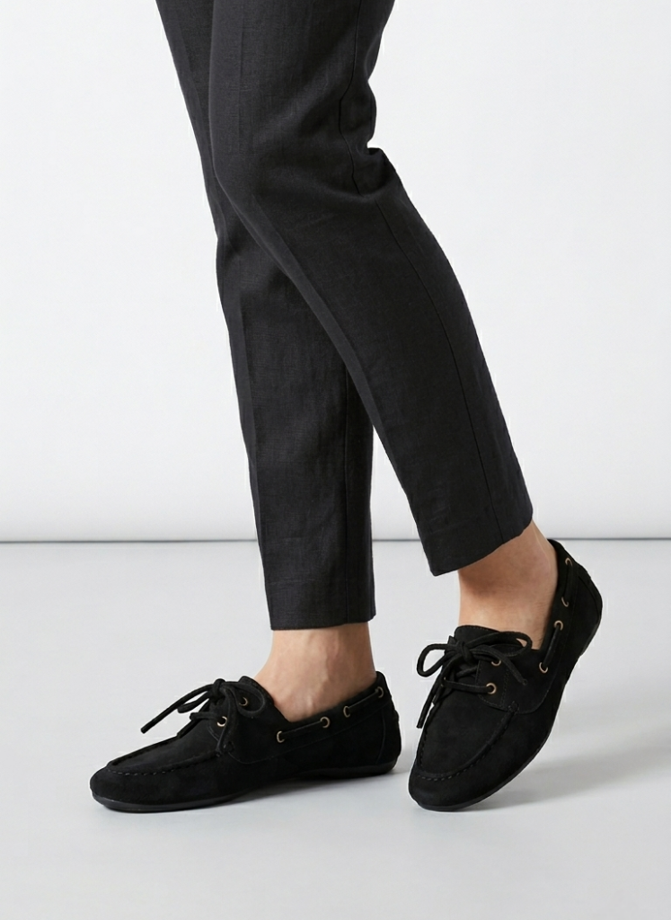 luvestashoes Bağcıklı süet babet siyah