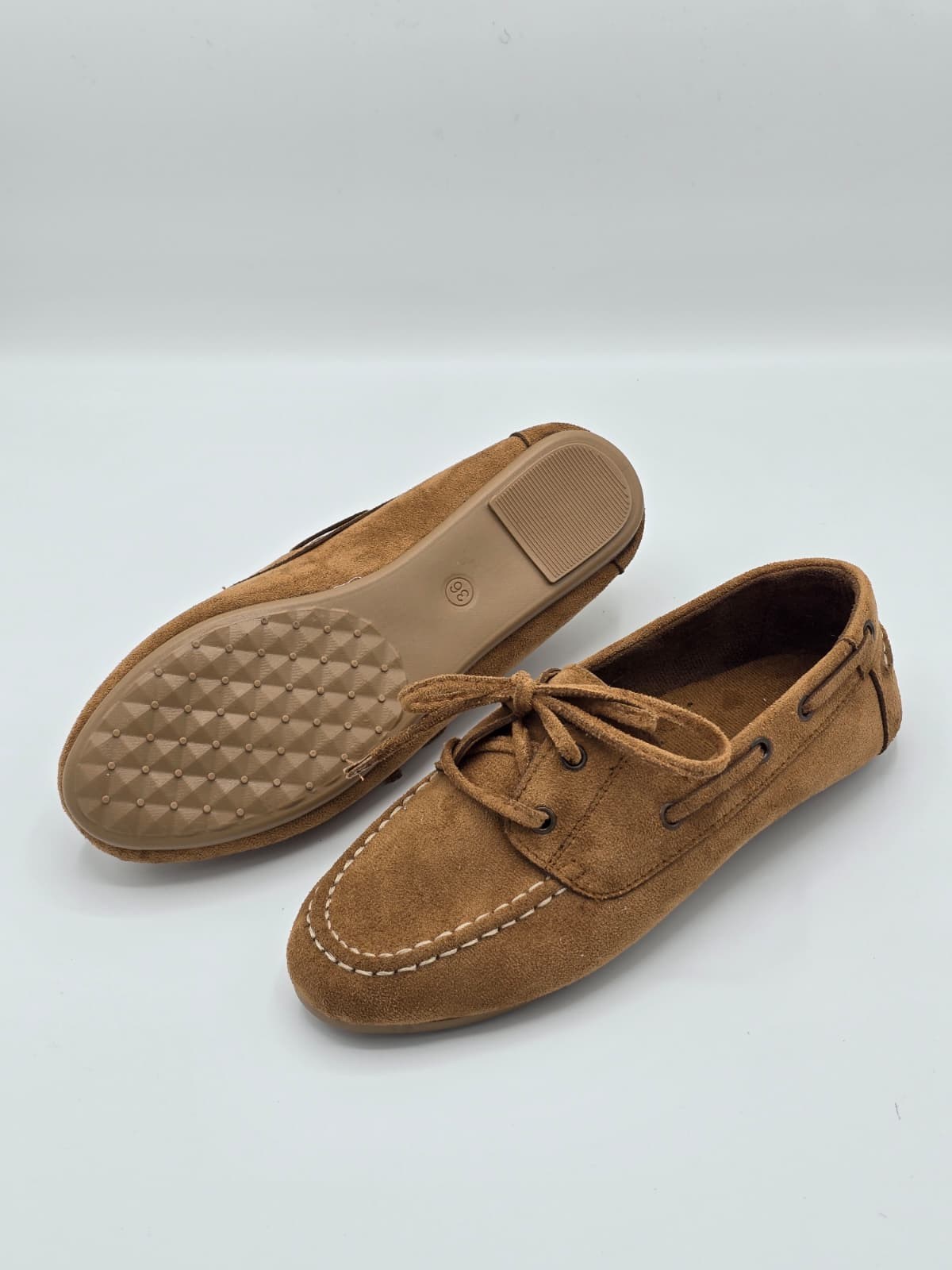 luvestashoes Bağcıklı süet babet taba