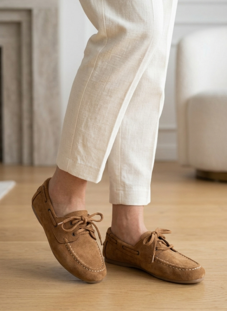 luvestashoes Bağcıklı süet babet taba