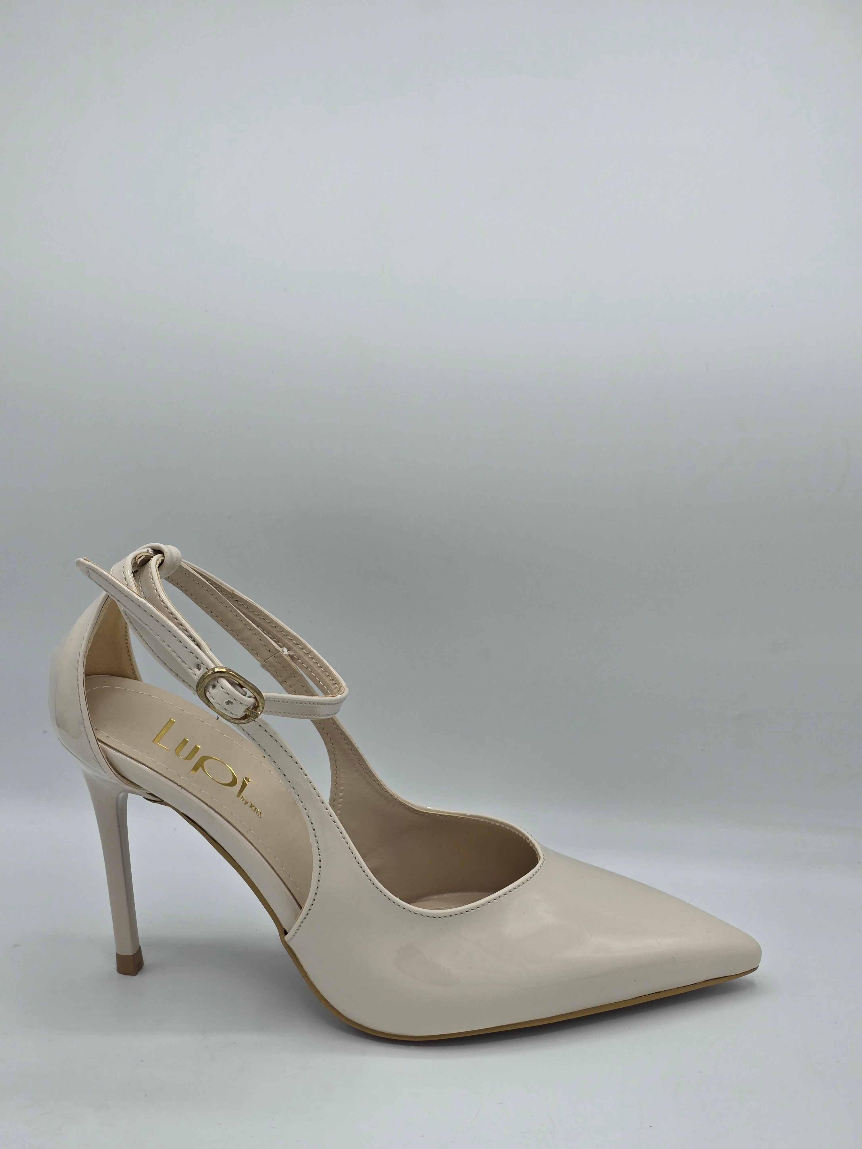 Luvestashoes Bej Bilekten Tokalı İnce Topuk Stiletto