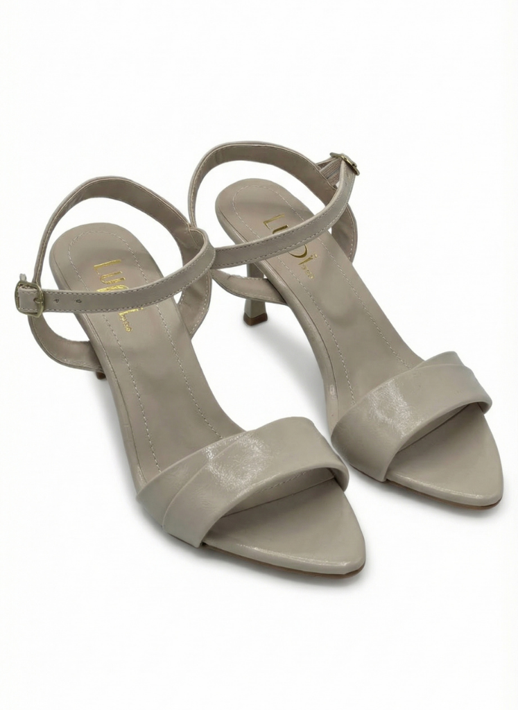 Luvestashoes Bej Tek Bantlı İnce Topuk Stiletto