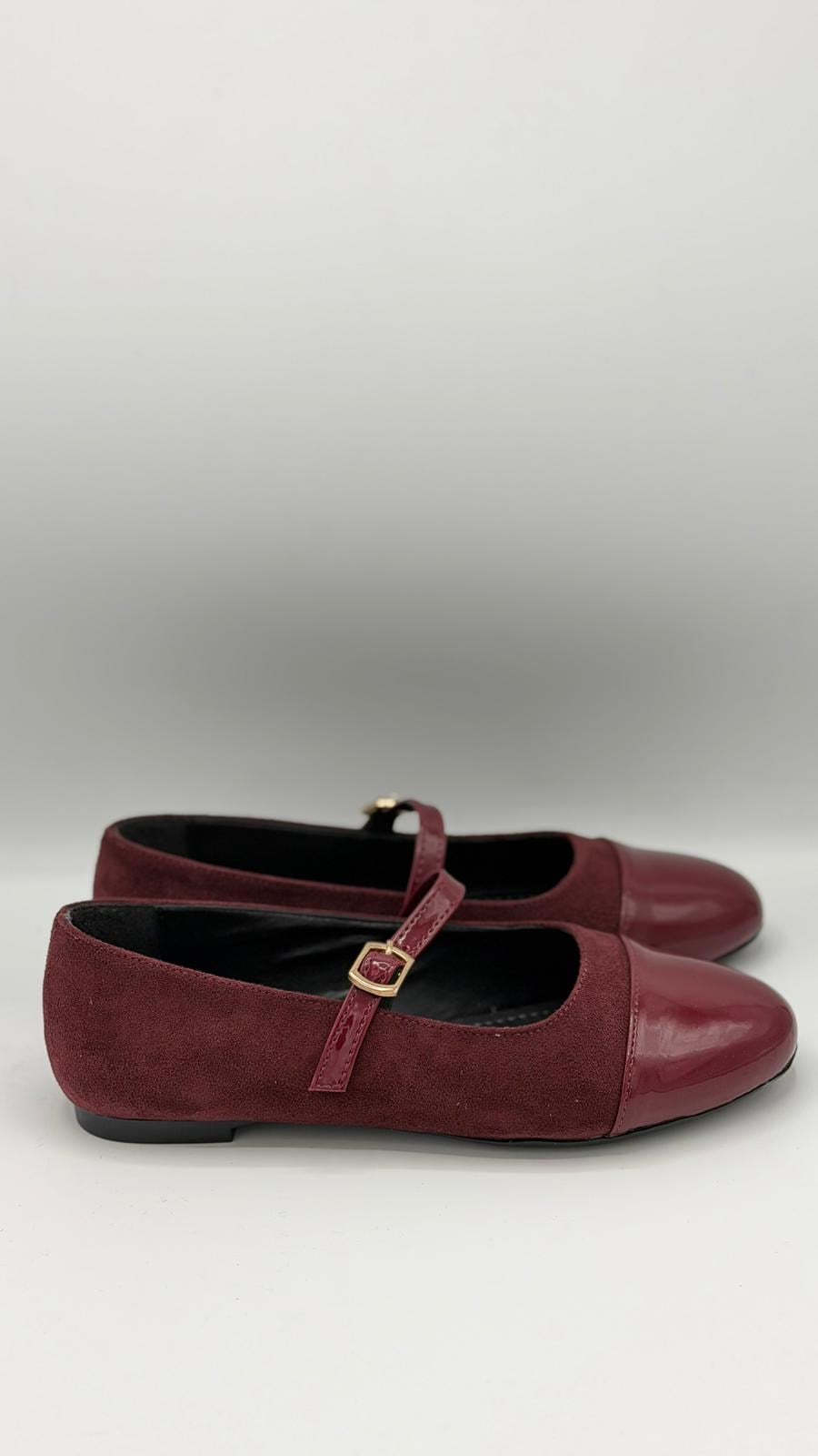 LUVESTASHOES BORDO BURUN RUGAN DETAYLI SÜET BABET