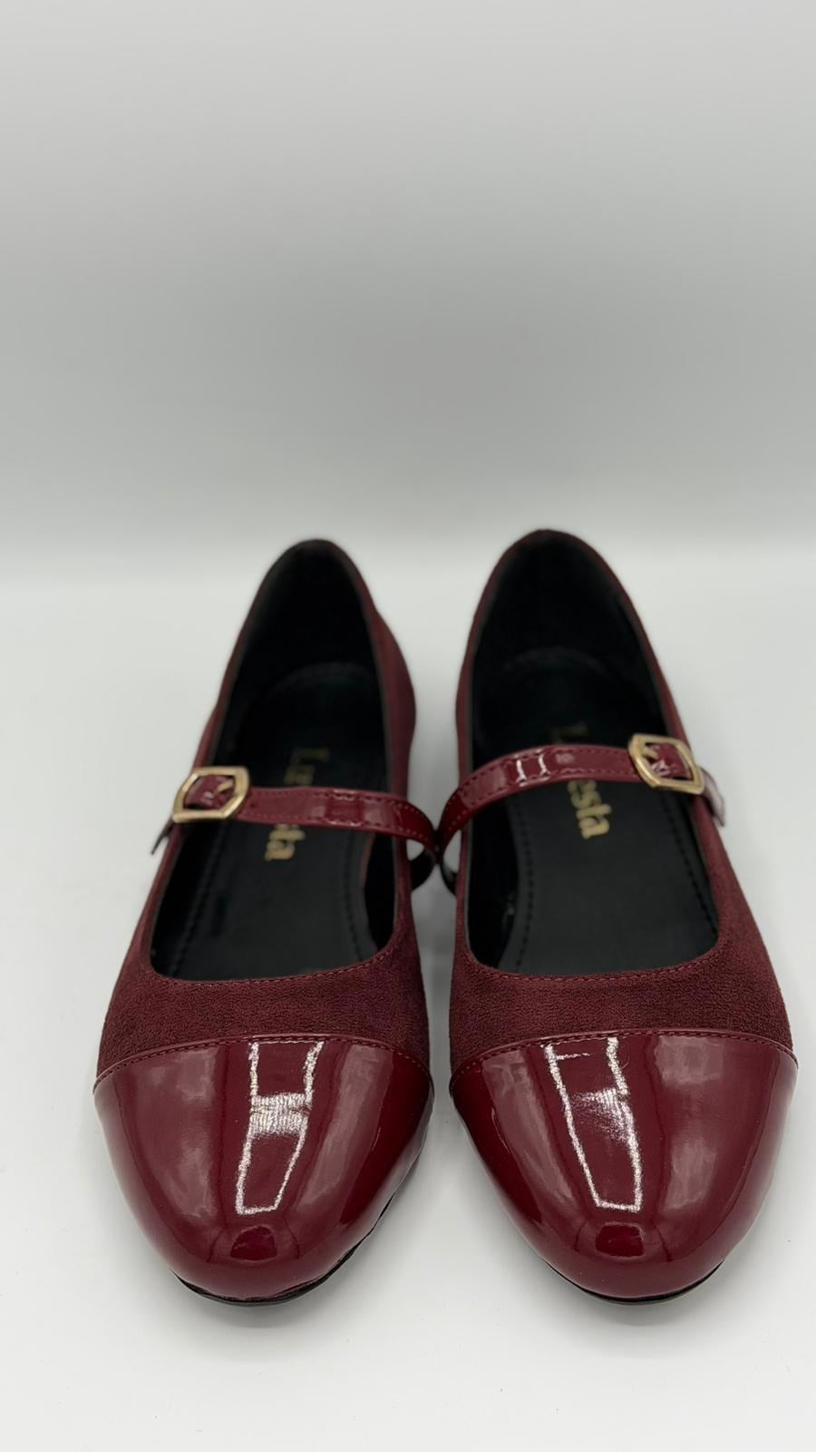 LUVESTASHOES BORDO BURUN RUGAN DETAYLI SÜET BABET
