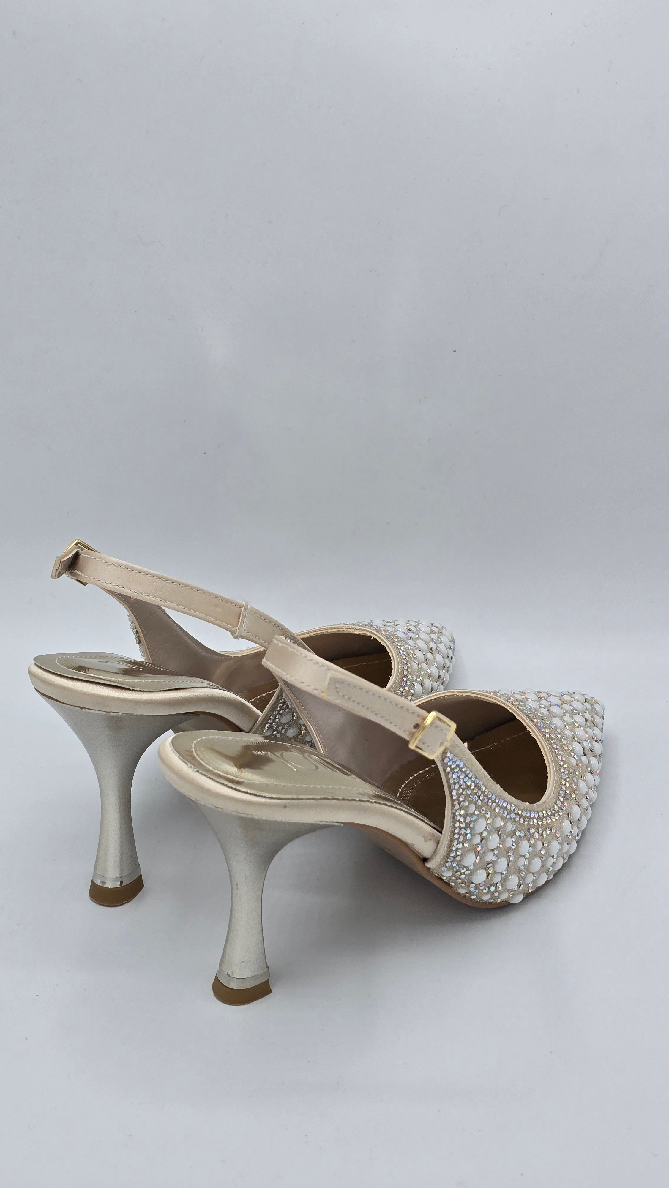 Luvestashoes Dore Işıltılı İnci Detaylı Ortopedik Stiletto 