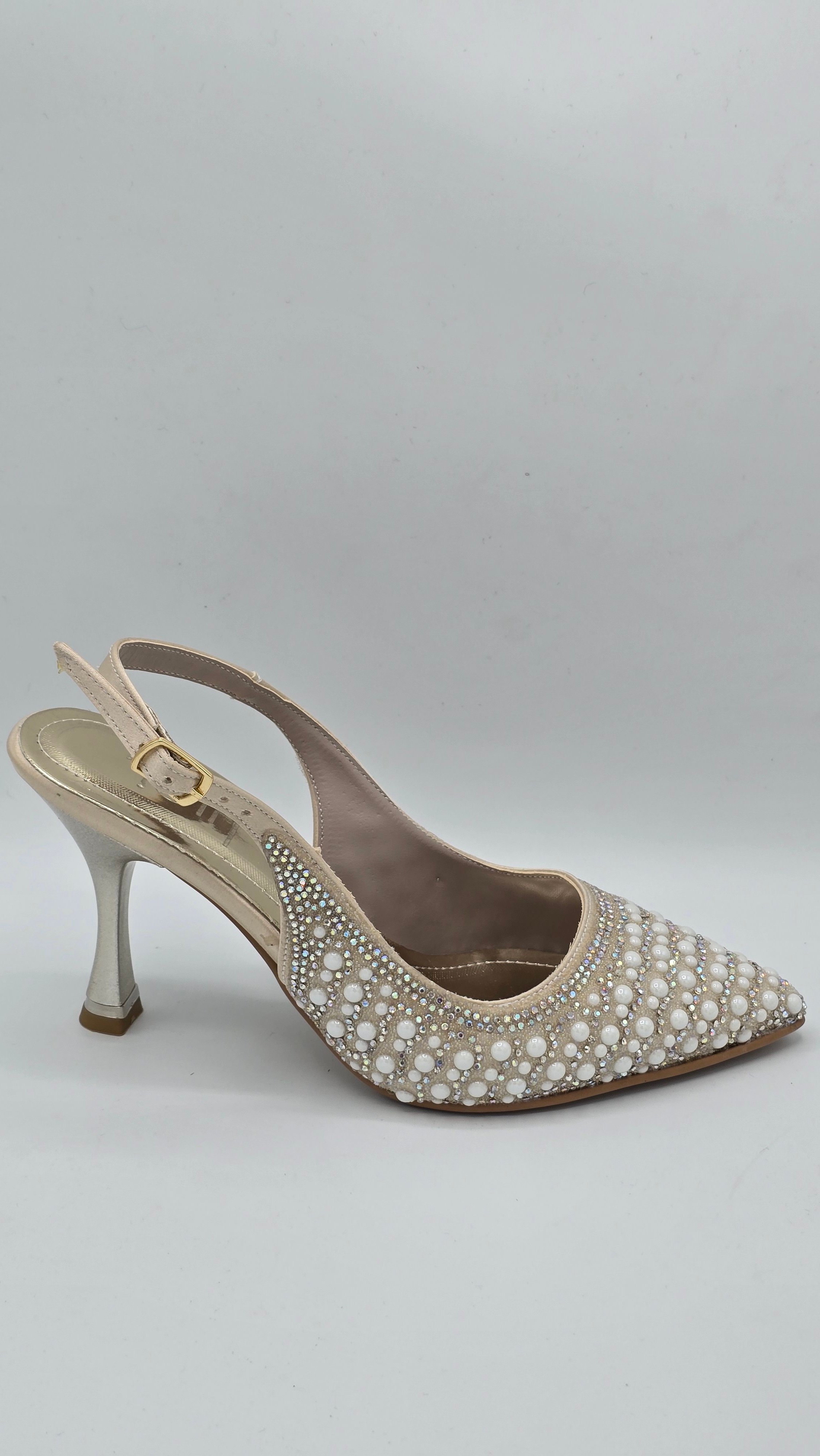 Luvestashoes Dore Işıltılı İnci Detaylı Ortopedik Stiletto 