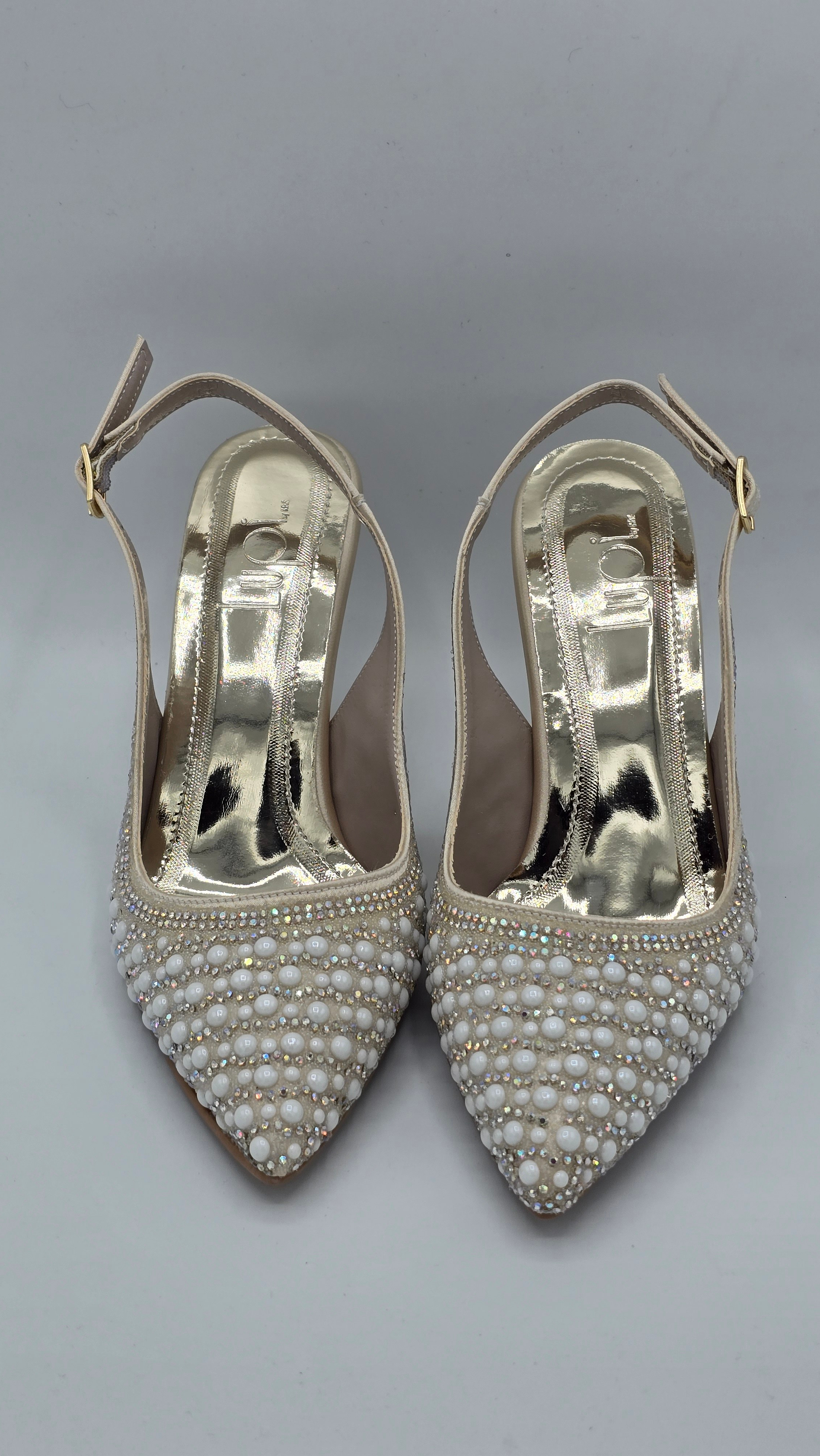 Luvestashoes Dore Işıltılı İnci Detaylı Ortopedik Stiletto 
